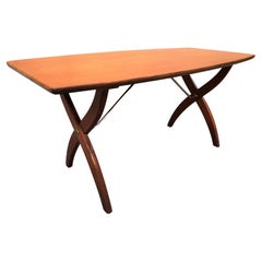 Danish Teak Sofatable with Crossed Oak Legs, 1960
s