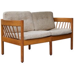 Danish Teak Spindle Back Sofa by Jorgen Baermark FDB Midcentury Cabin Rustic