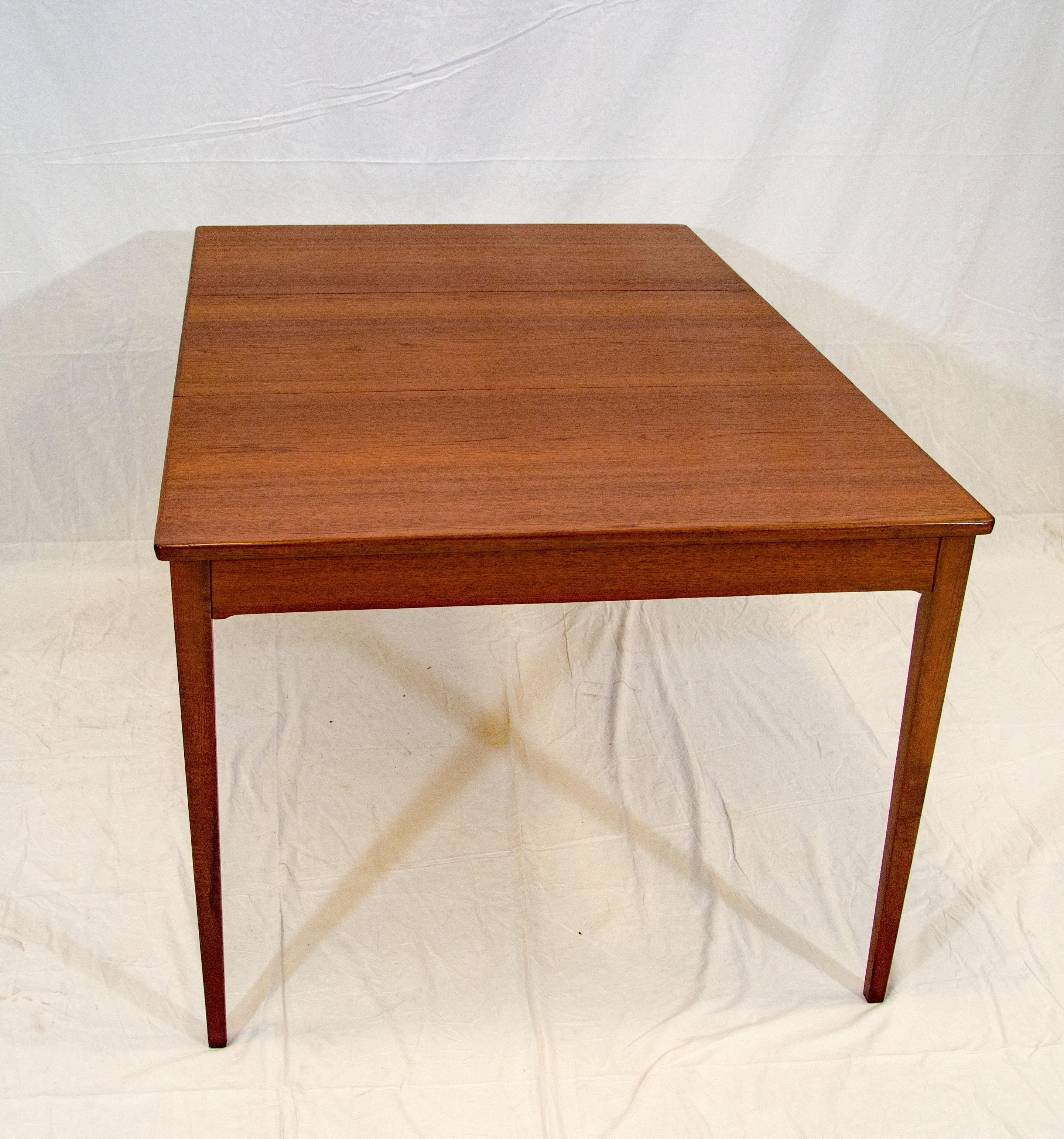 20th Century Danish Teak Square Dining Table with Two Leaves, Langkilde Møbler For Sale