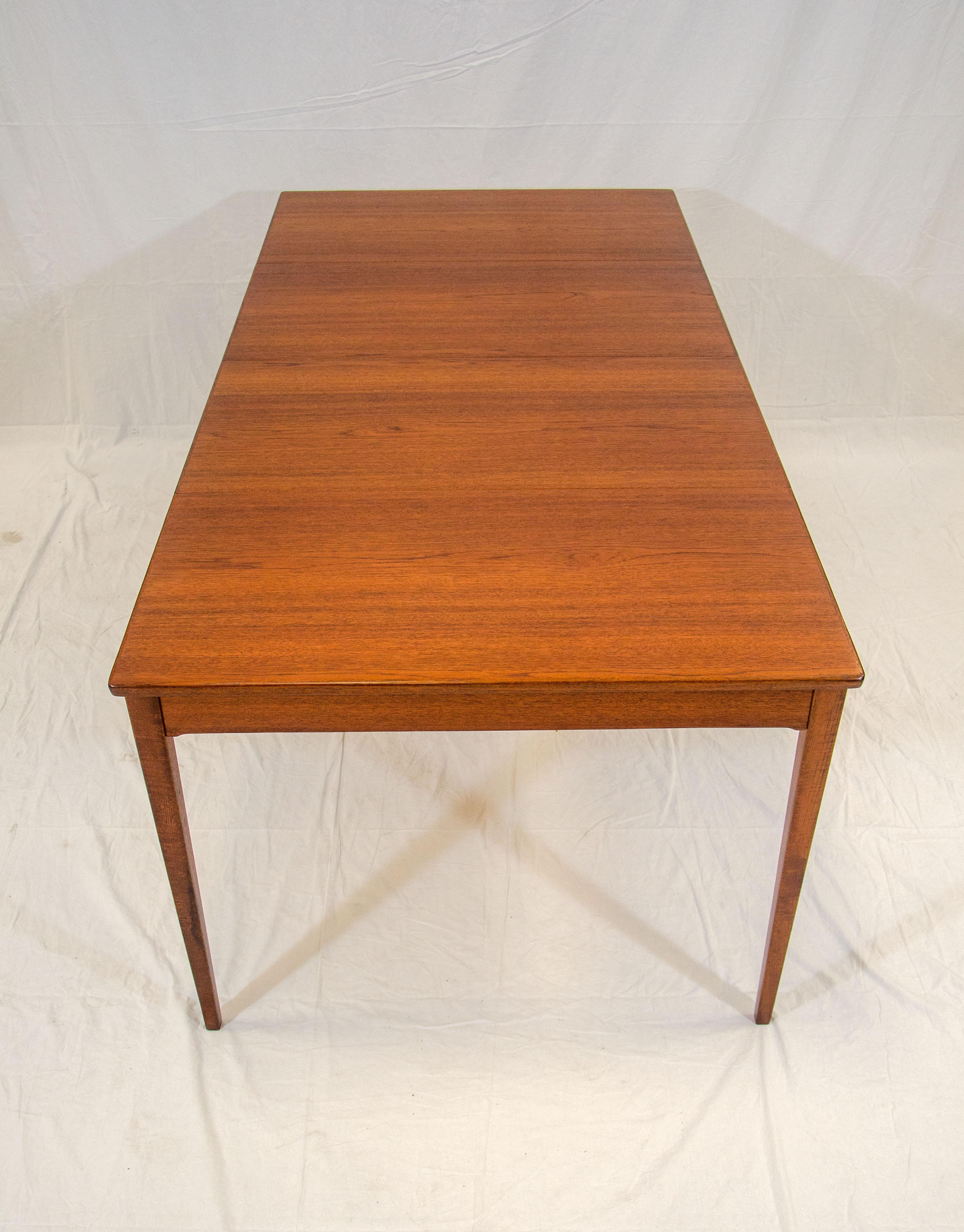 Danish Teak Square Dining Table with Two Leaves, Langkilde Møbler For Sale 1