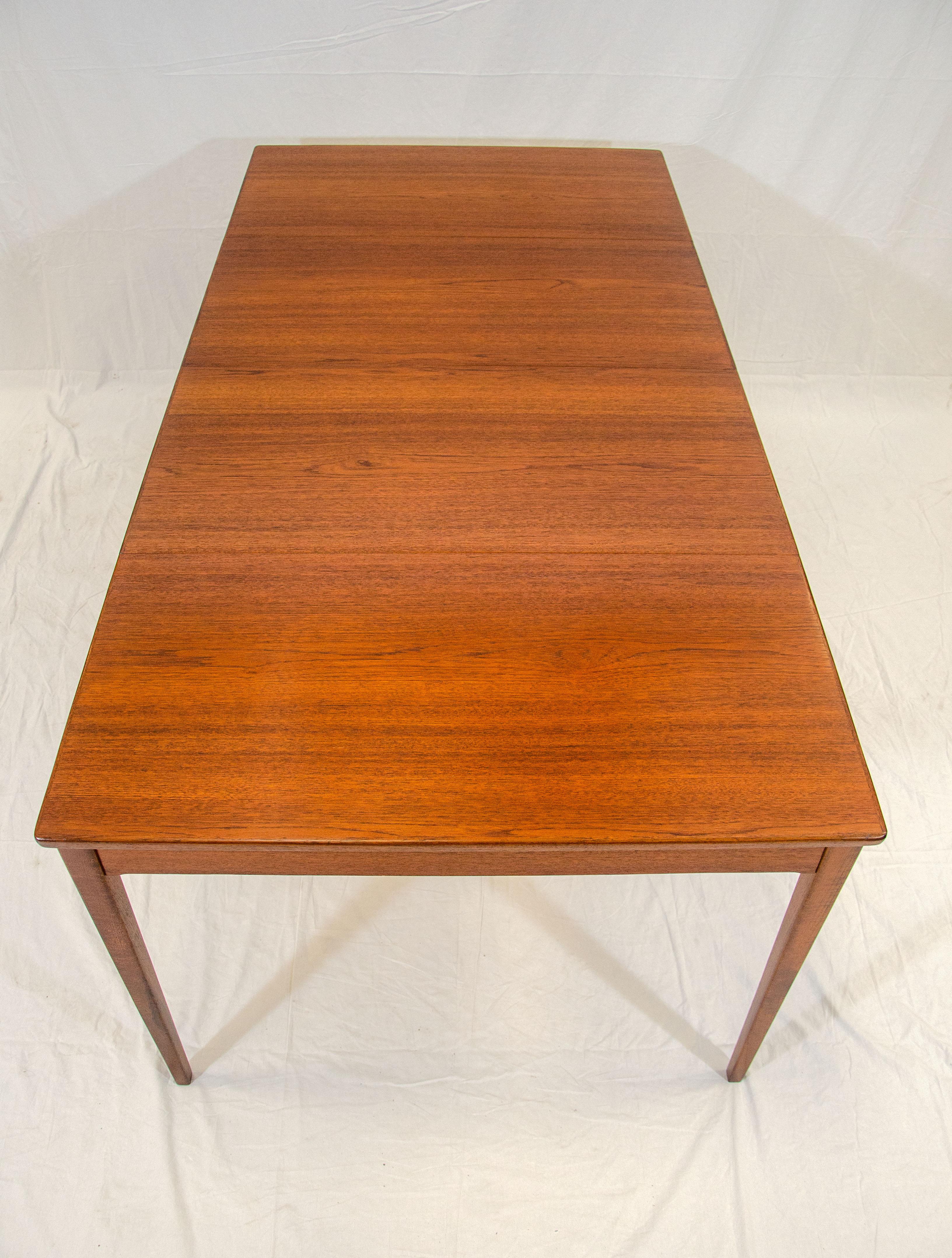 Danish Teak Square Dining Table with Two Leaves, Langkilde Møbler For Sale 2