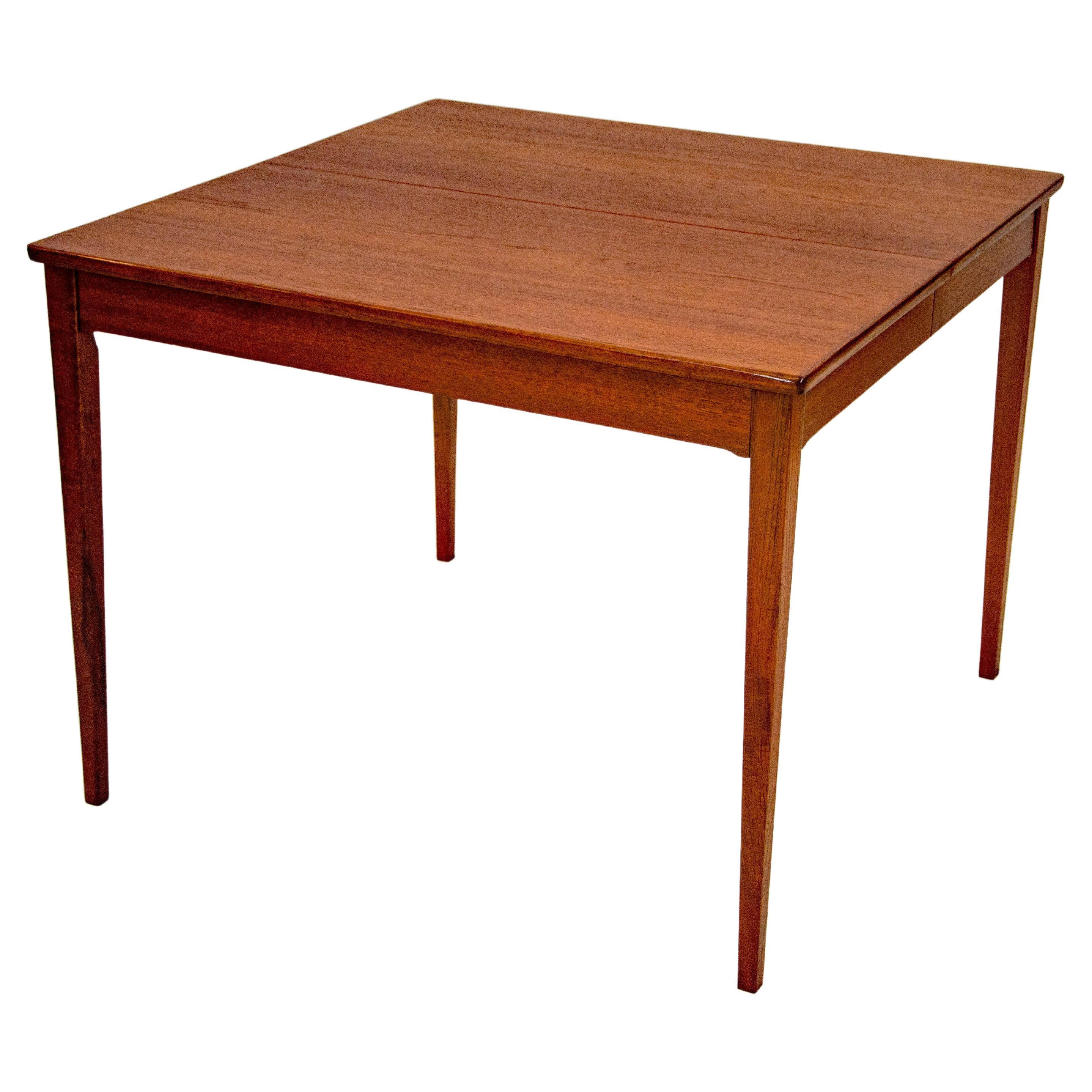 Danish Teak Square Dining Table with Two Leaves, Langkilde Møbler For Sale