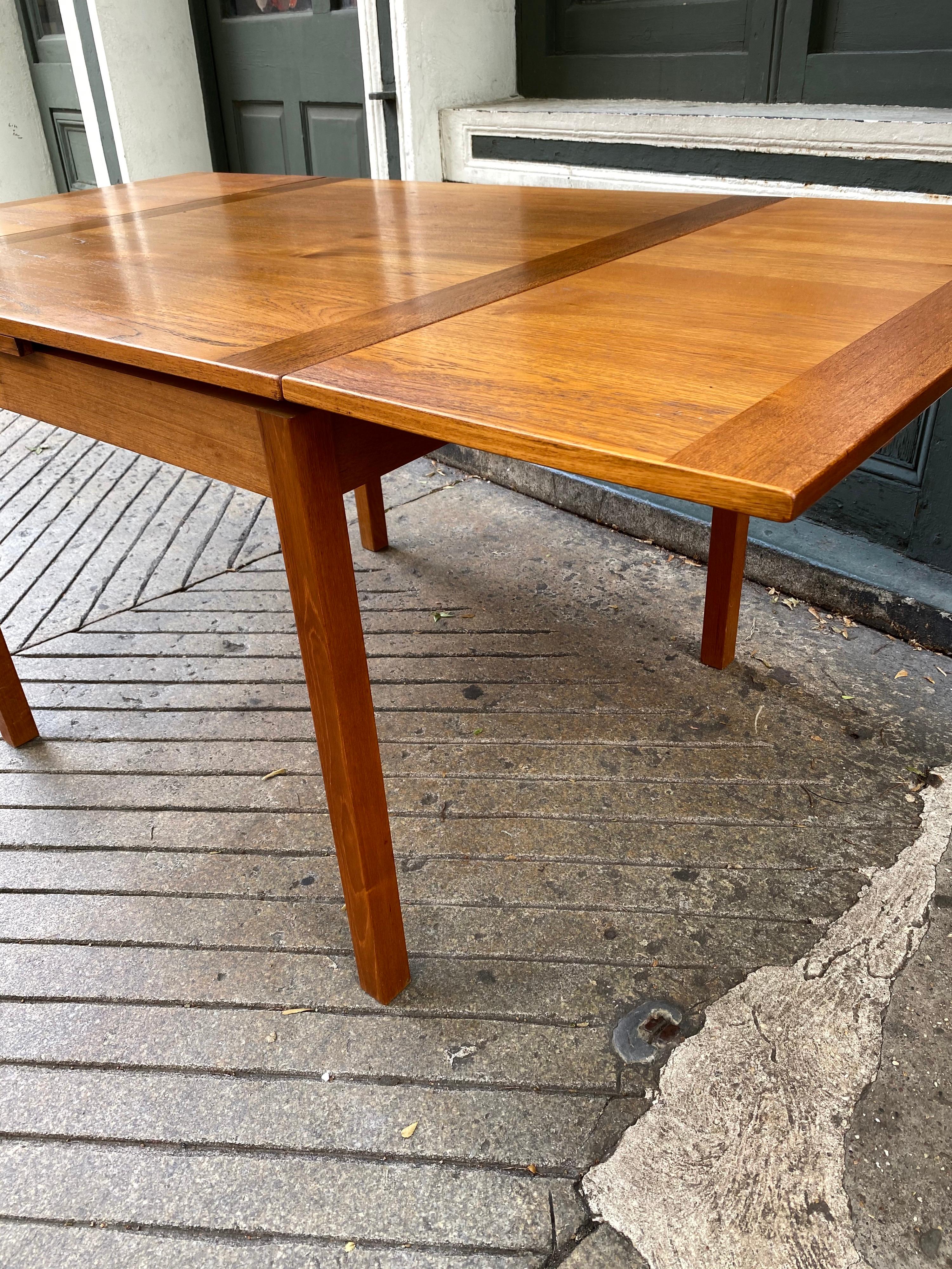 Danish Teak Square Table with Pull Out Leaves 7