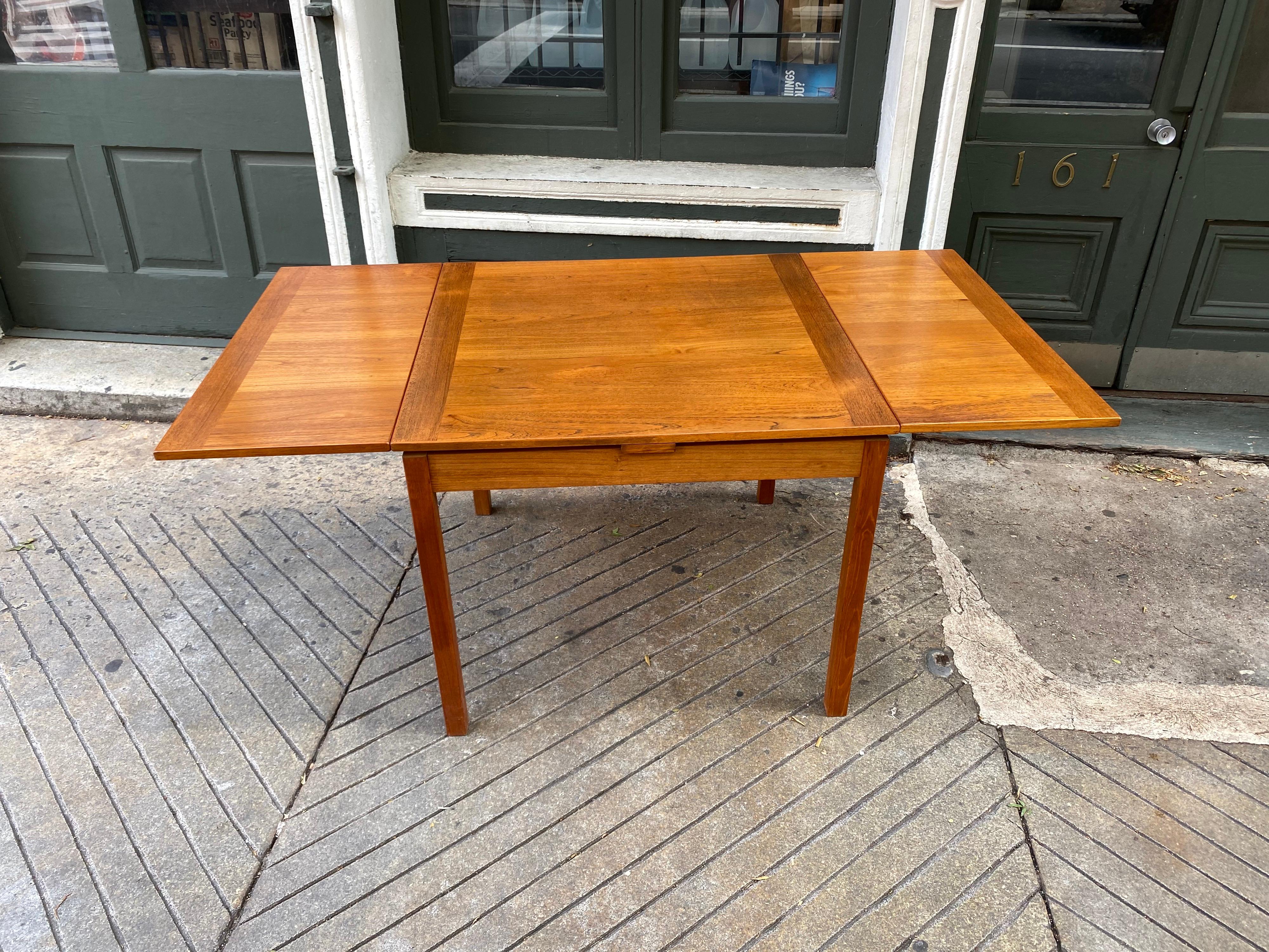Mid-20th Century Danish Teak Square Table with Pull Out Leaves