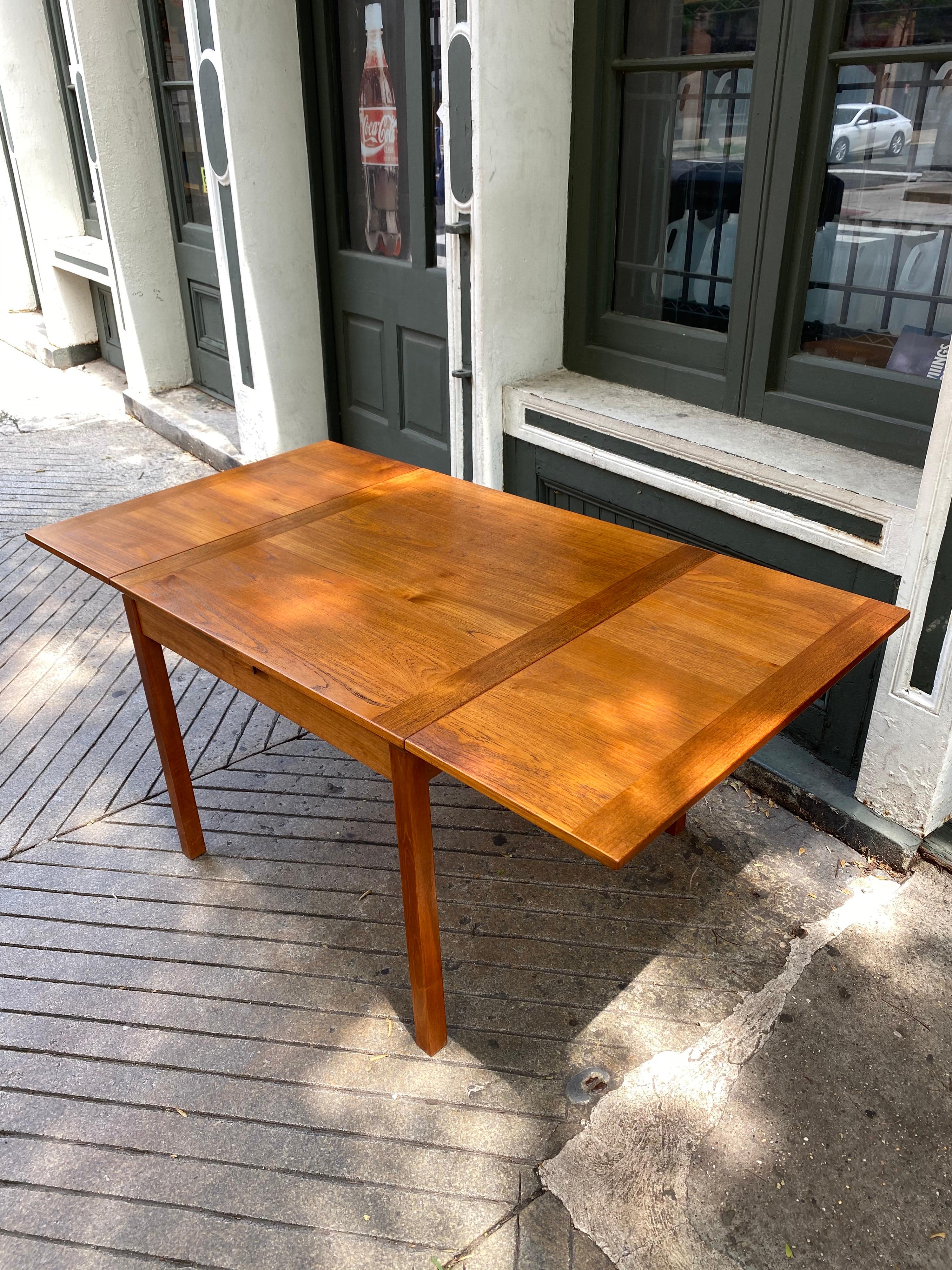 Danish Teak Square Table with Pull Out Leaves 1