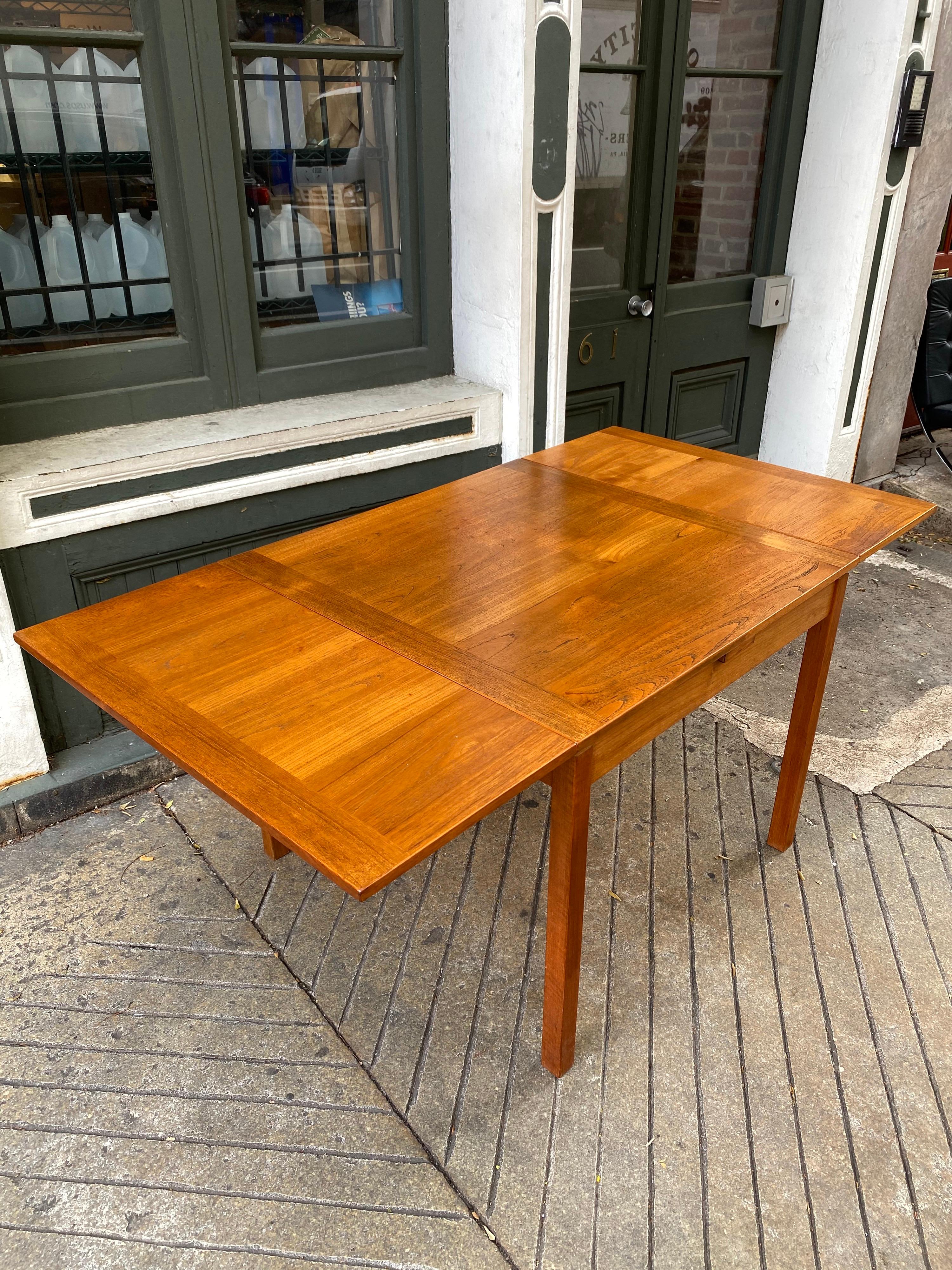 Danish Teak Square Table with Pull Out Leaves 4