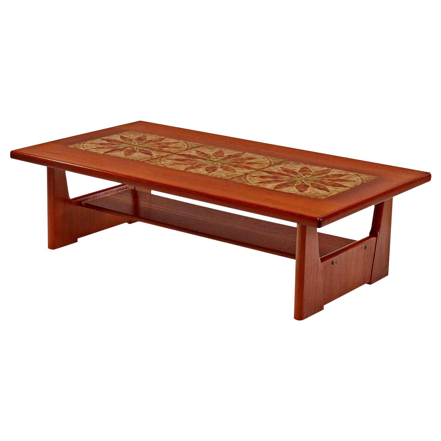 Danish Teak Stone Tile Leaf Motif Coffee Table by BRDR Furbo at 1stDibs