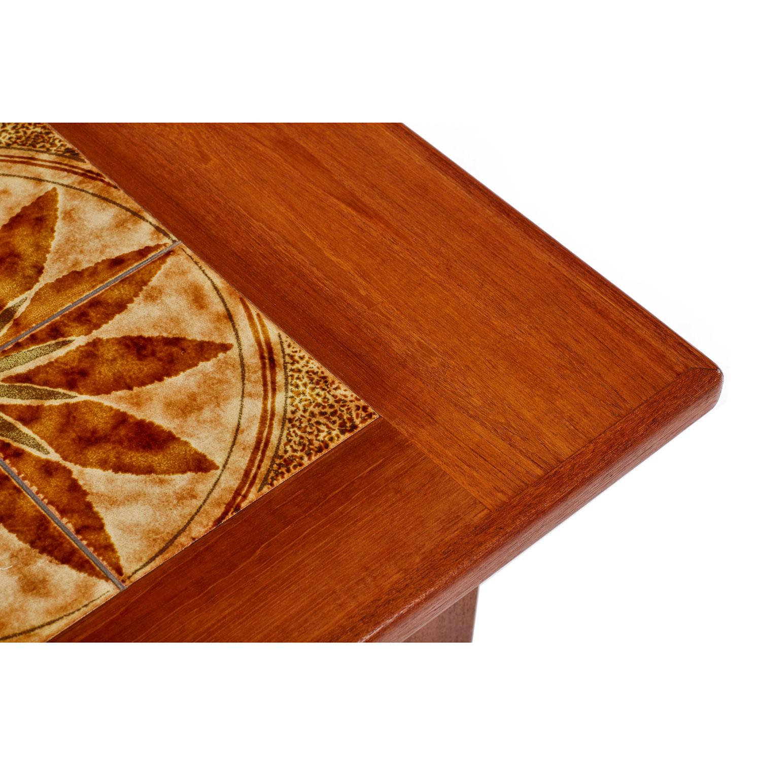 Mid-Century Modern Danish Modern Teak Stone Tile Leaf Motif Side Table by BRDR Furbo