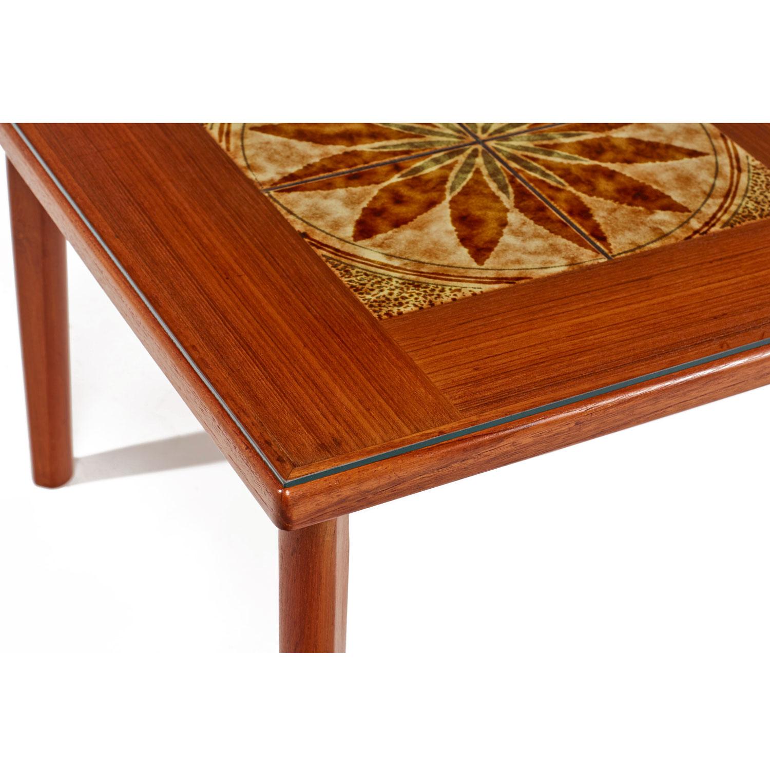 Danish Modern Teak Stone Tile Leaf Motif Side Table by BRDR Furbo In Excellent Condition In Chattanooga, TN