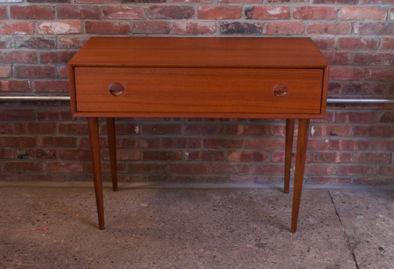 Mid-20th Century Danish Teak Student Desk / Vanity with Drop-Down Surface by Povl Dinesen