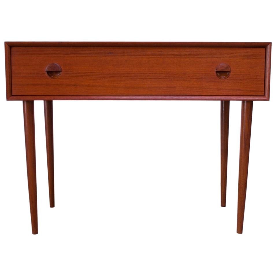 Danish Teak Student Desk / Vanity with Drop-Down Surface by Povl Dinesen