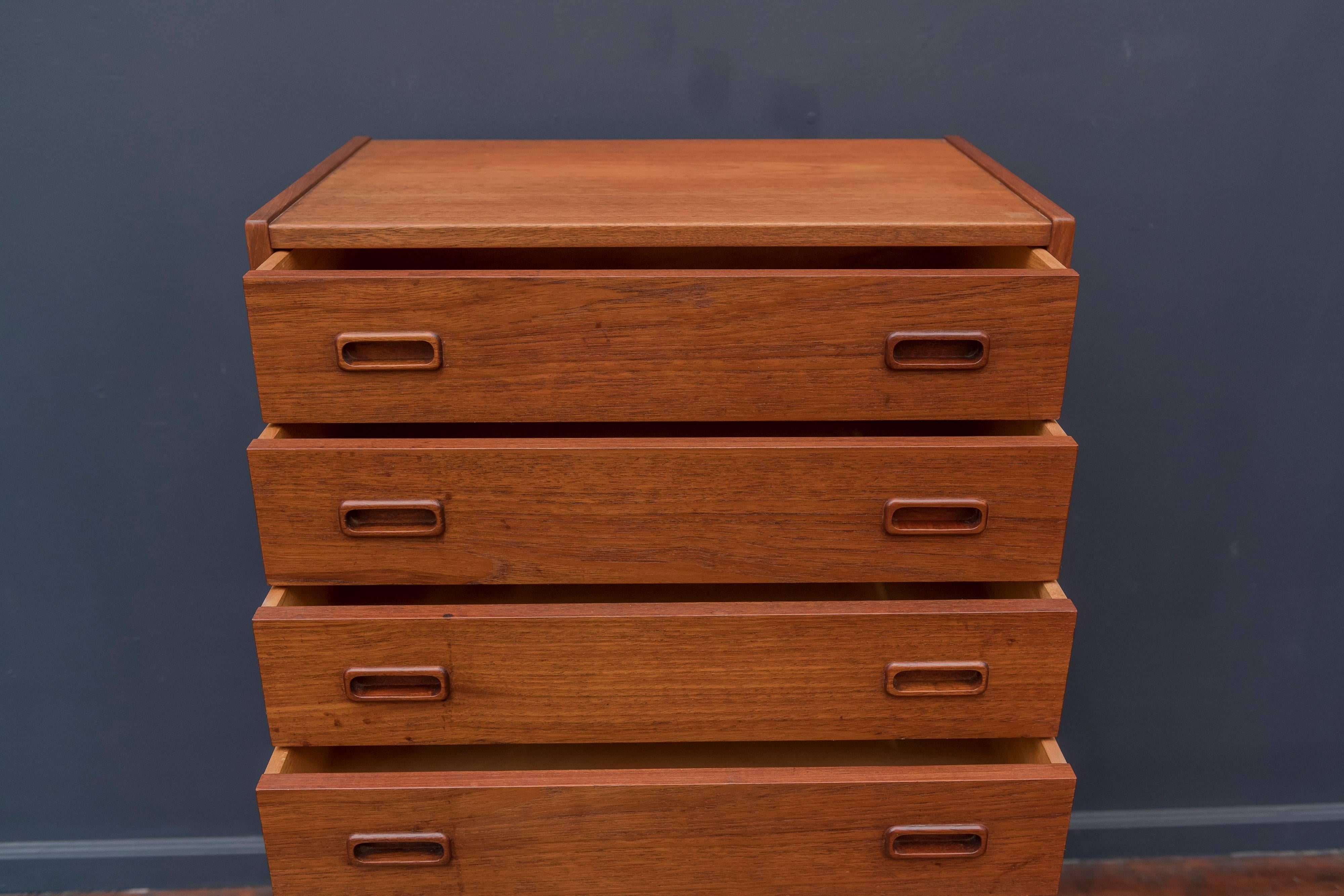 Danish Teak Tall Chest of Drawers In Good Condition In San Francisco, CA