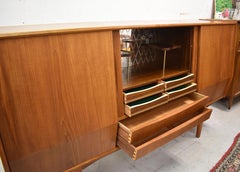Danish Teak Tall Sideboard Bar with Curved Front