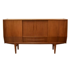 Danish Teak Tall Sideboard Bar with Curved Front