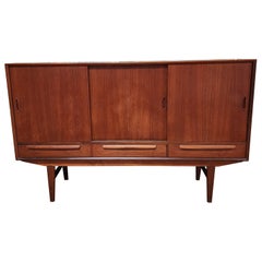 Danish Teak Tall Sideboard with Mirror