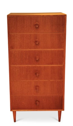 Danish Teak Tallboy Chest of 6 Drawers, Classic Midcentury Danish Design