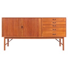 Danish Teak Tambour Door Credenza by Peter Hvidt and Orla Mølgaard-Nielsen