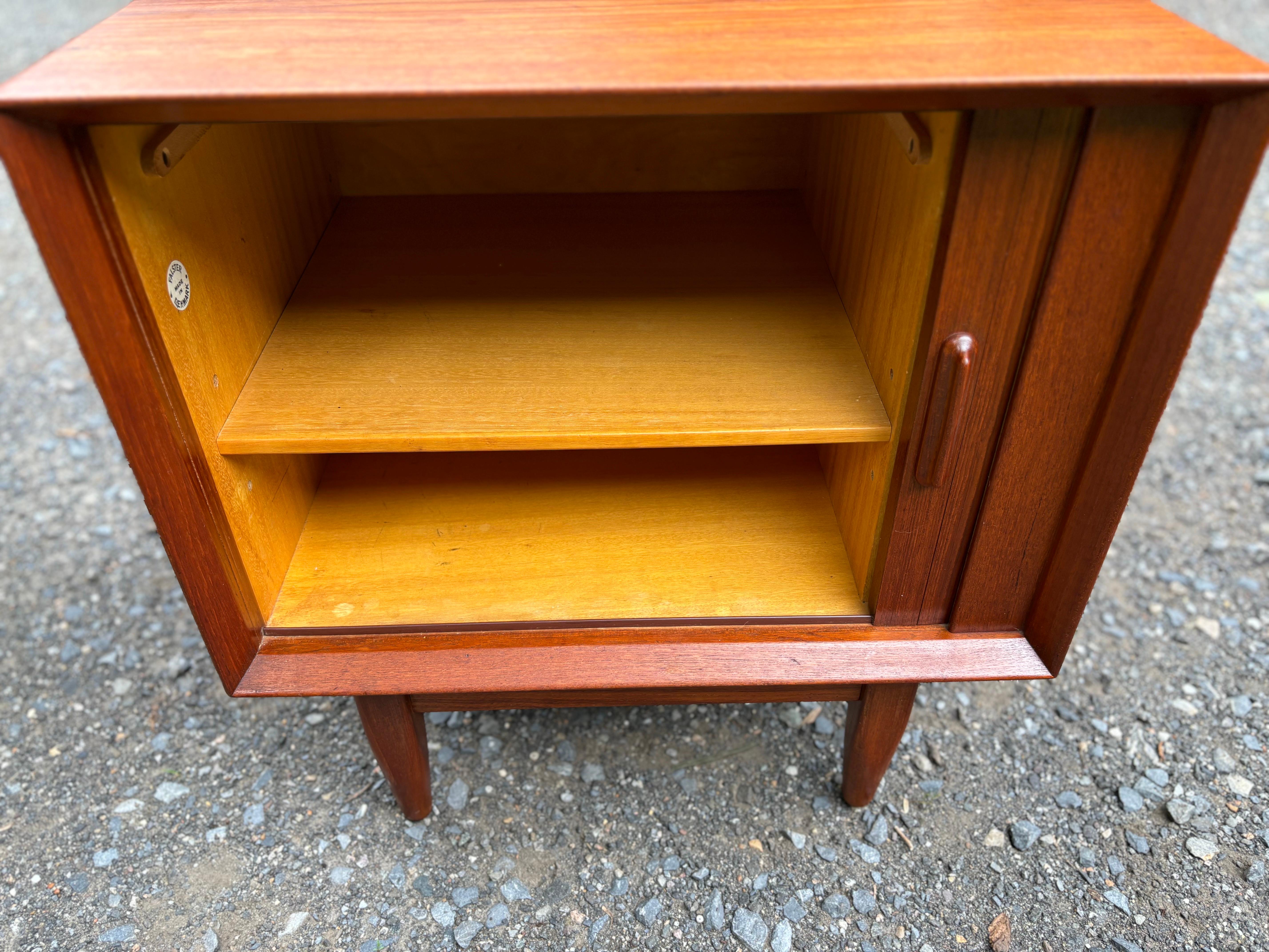 Danish Teak Tambour Door Nightstands by Falster 5