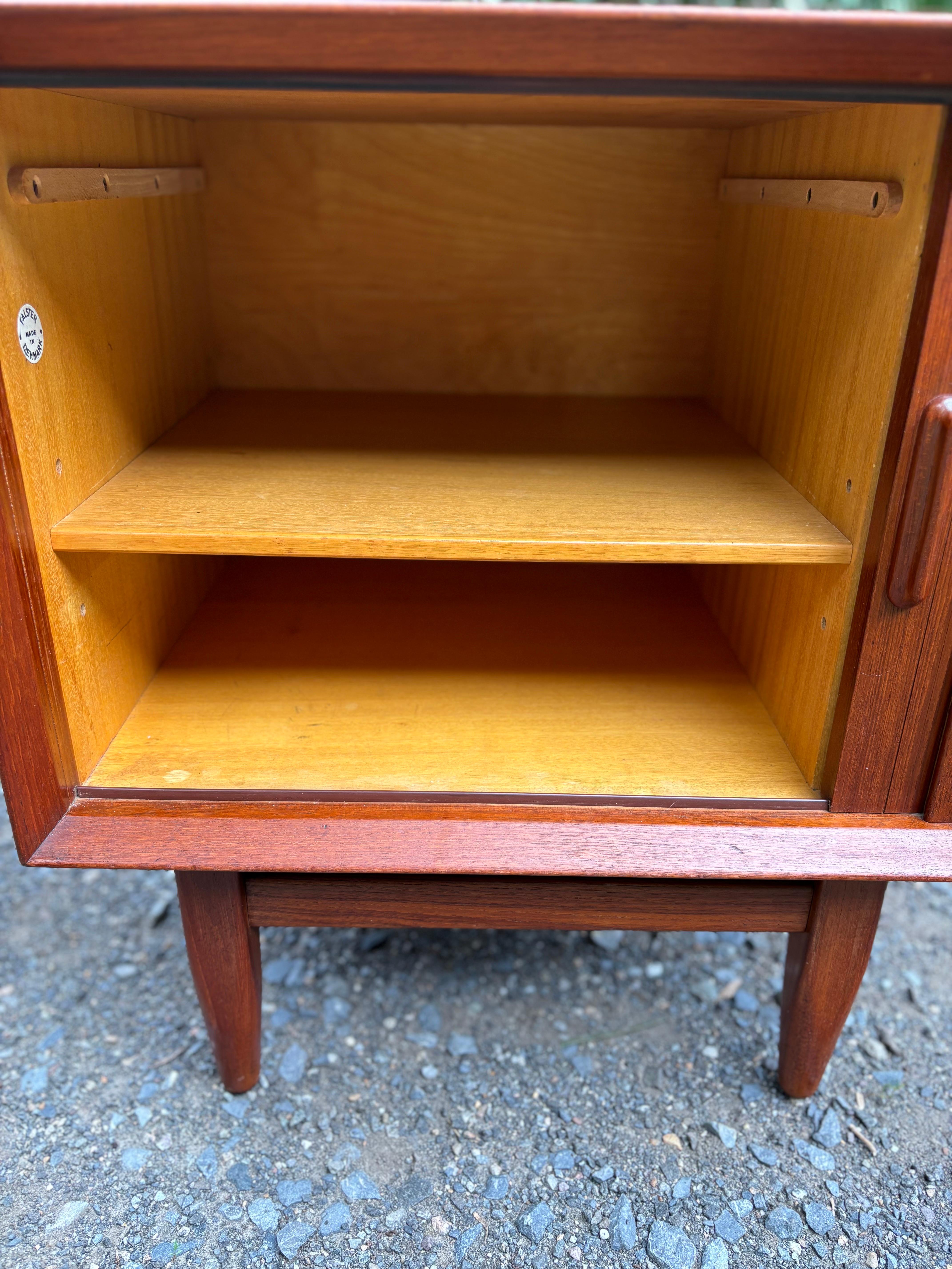 Danish Teak Tambour Door Nightstands by Falster 6