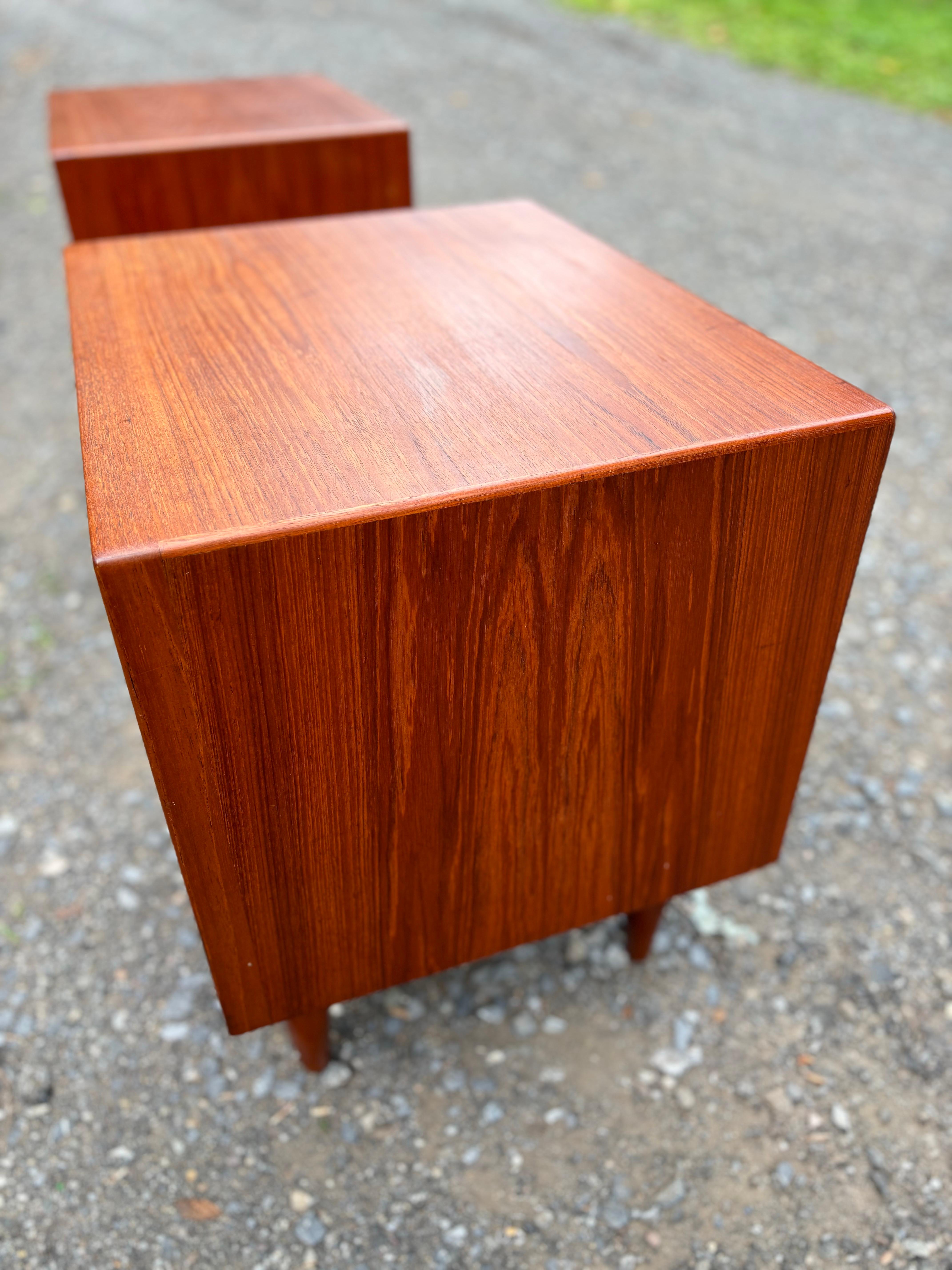 Danish Teak Tambour Door Nightstands by Falster 7