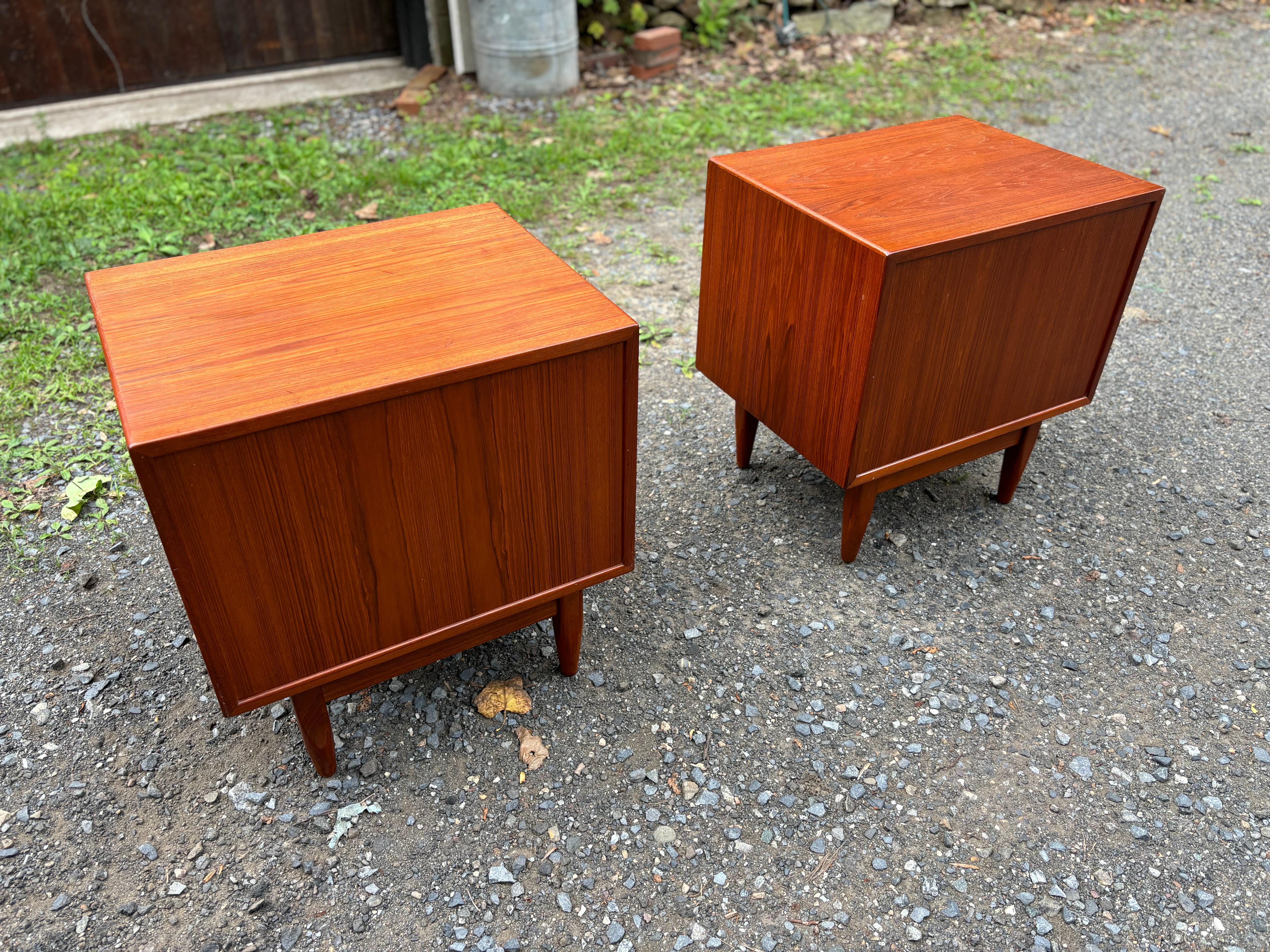 Danish Teak Tambour Door Nightstands by Falster 8