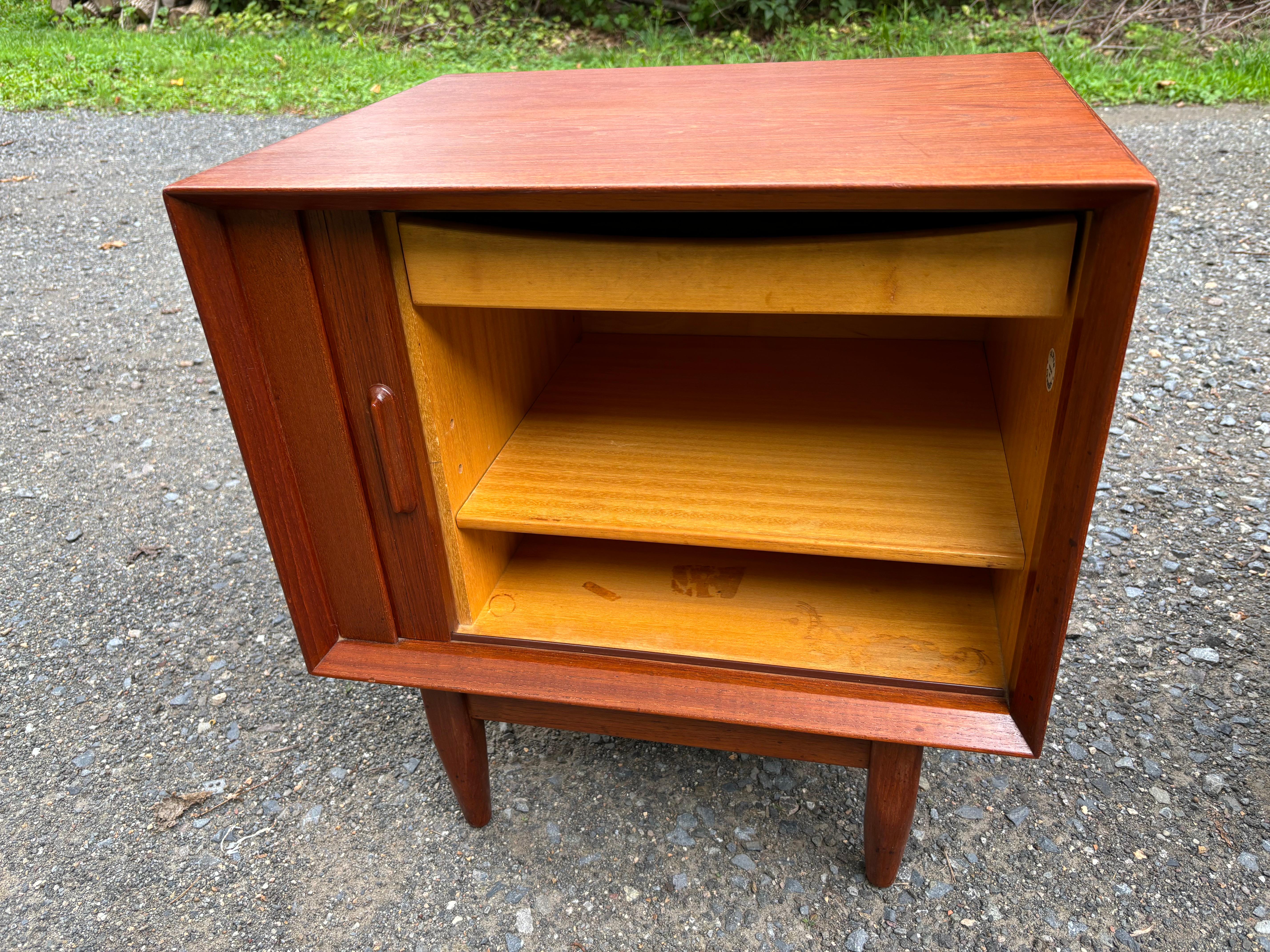 Danish Teak Tambour Door Nightstands by Falster In Good Condition In Philadelphia, PA