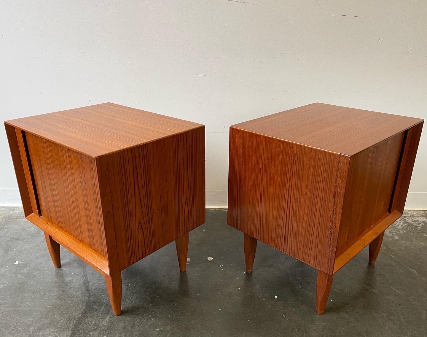 Mid-20th Century Danish Teak Tambour Door Nightstands by Falster