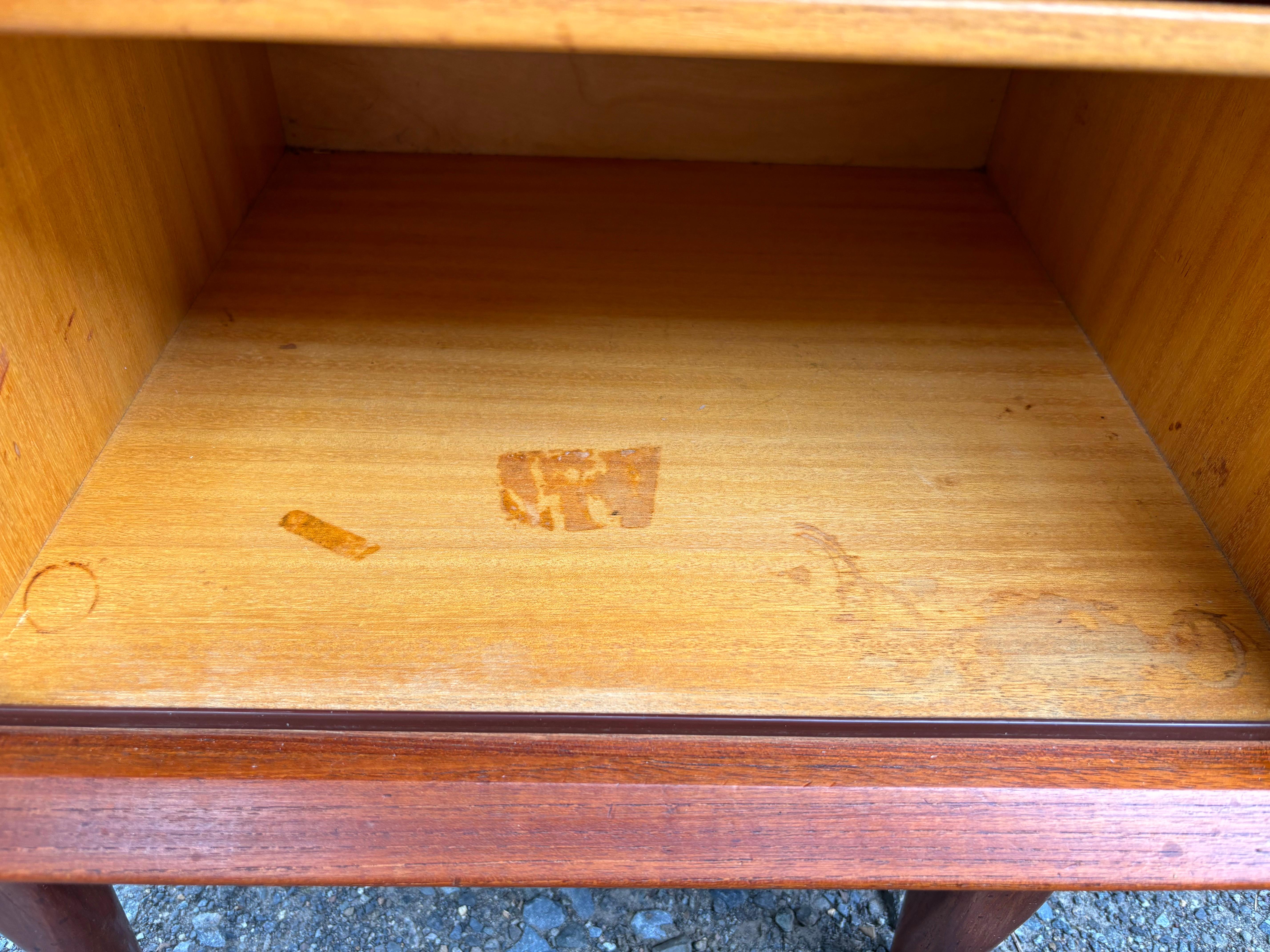Danish Teak Tambour Door Nightstands by Falster 1