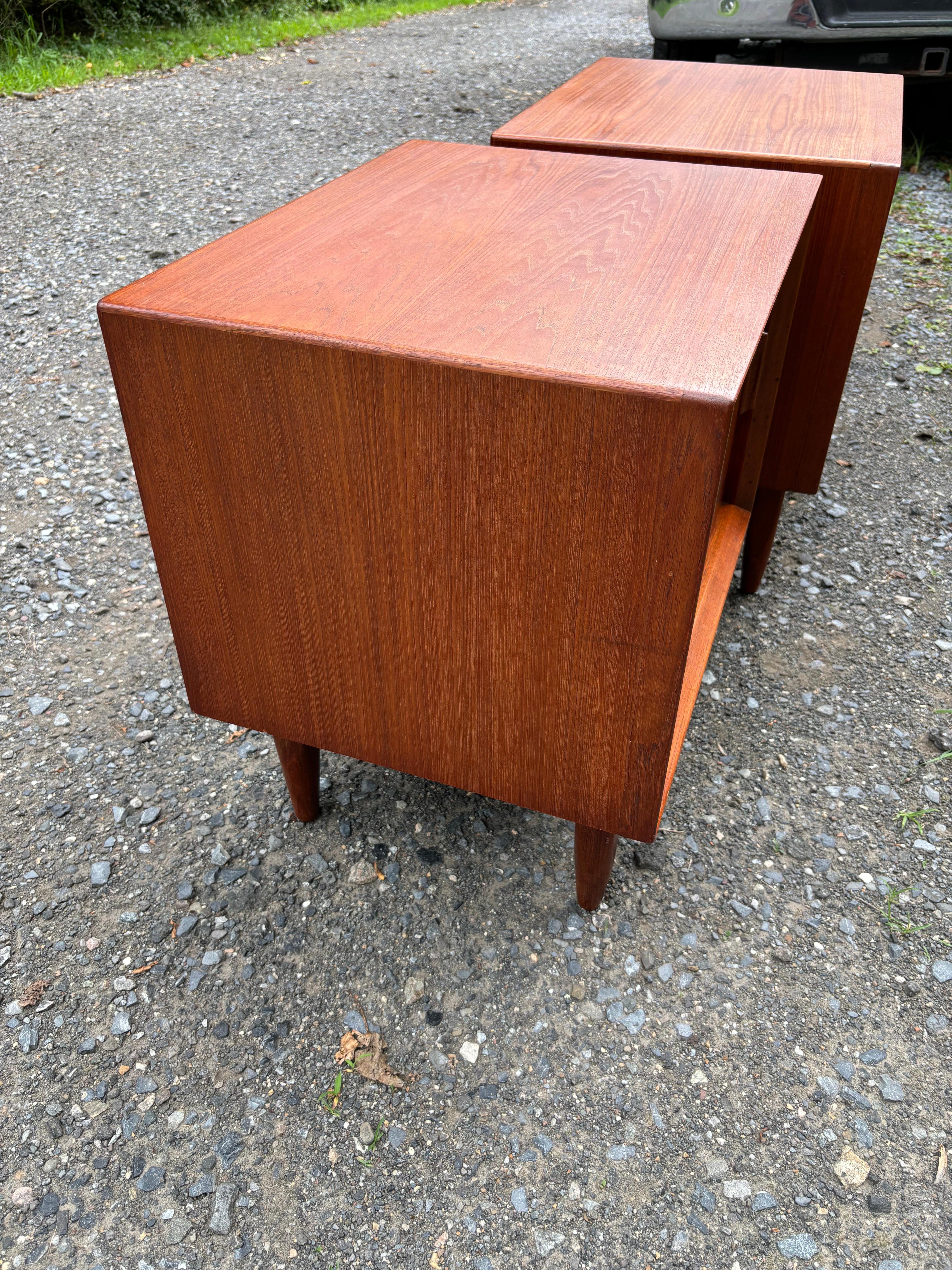 Danish Teak Tambour Door Nightstands by Falster 3