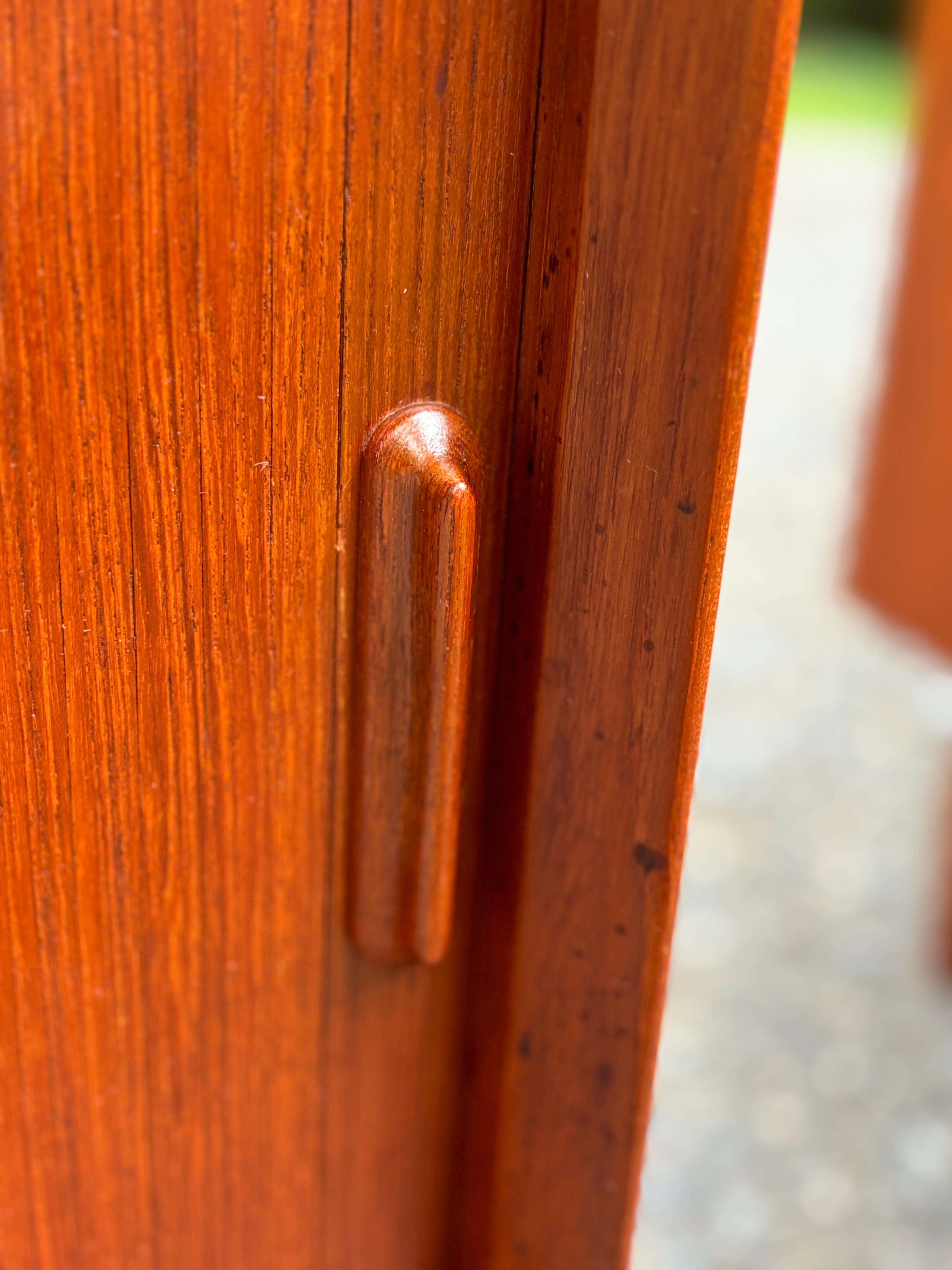 Danish Teak Tambour Door Nightstands by Falster 4