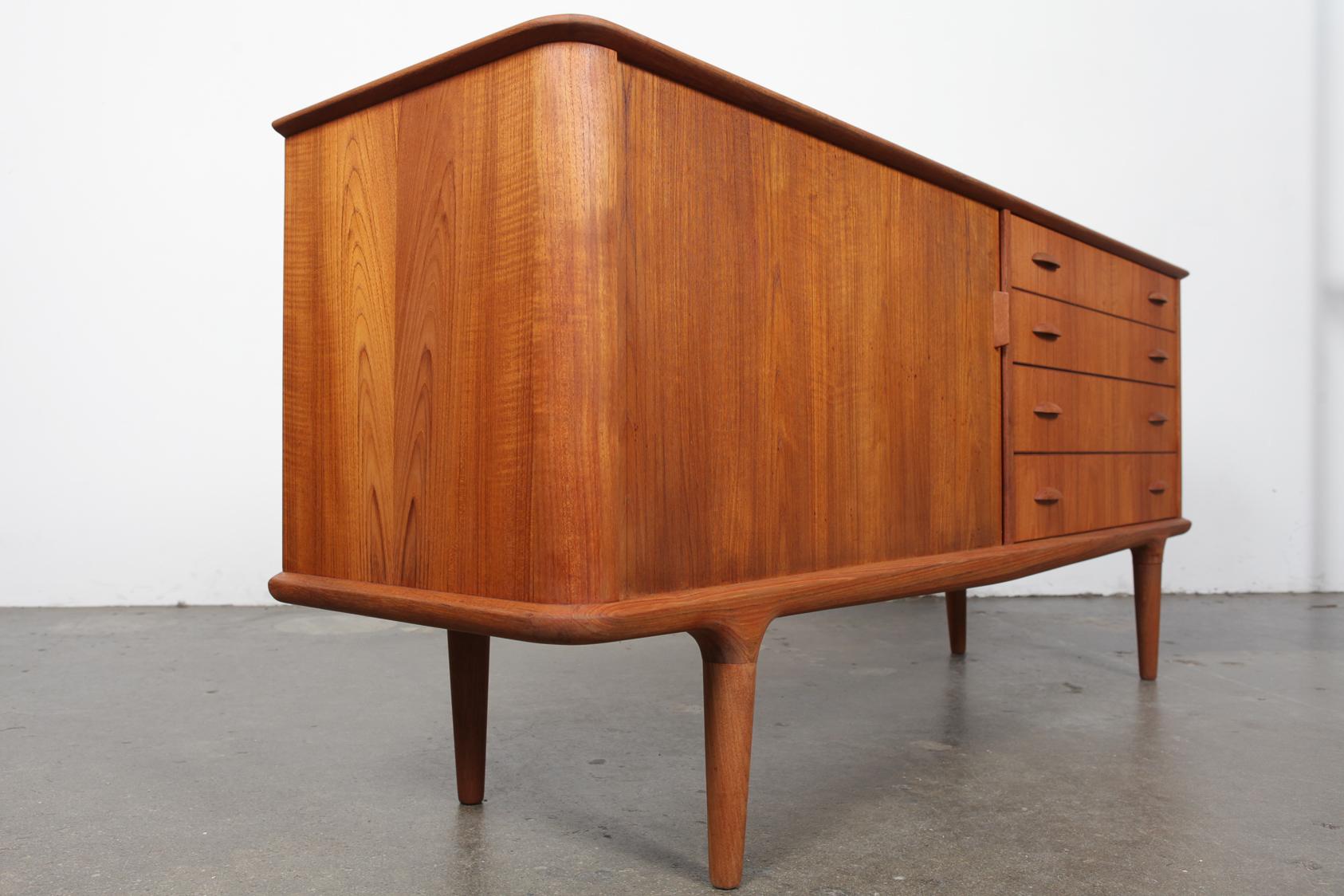 Danish Teak Tambour Door Sideboard with Four Drawers In Good Condition In North Hollywood, CA