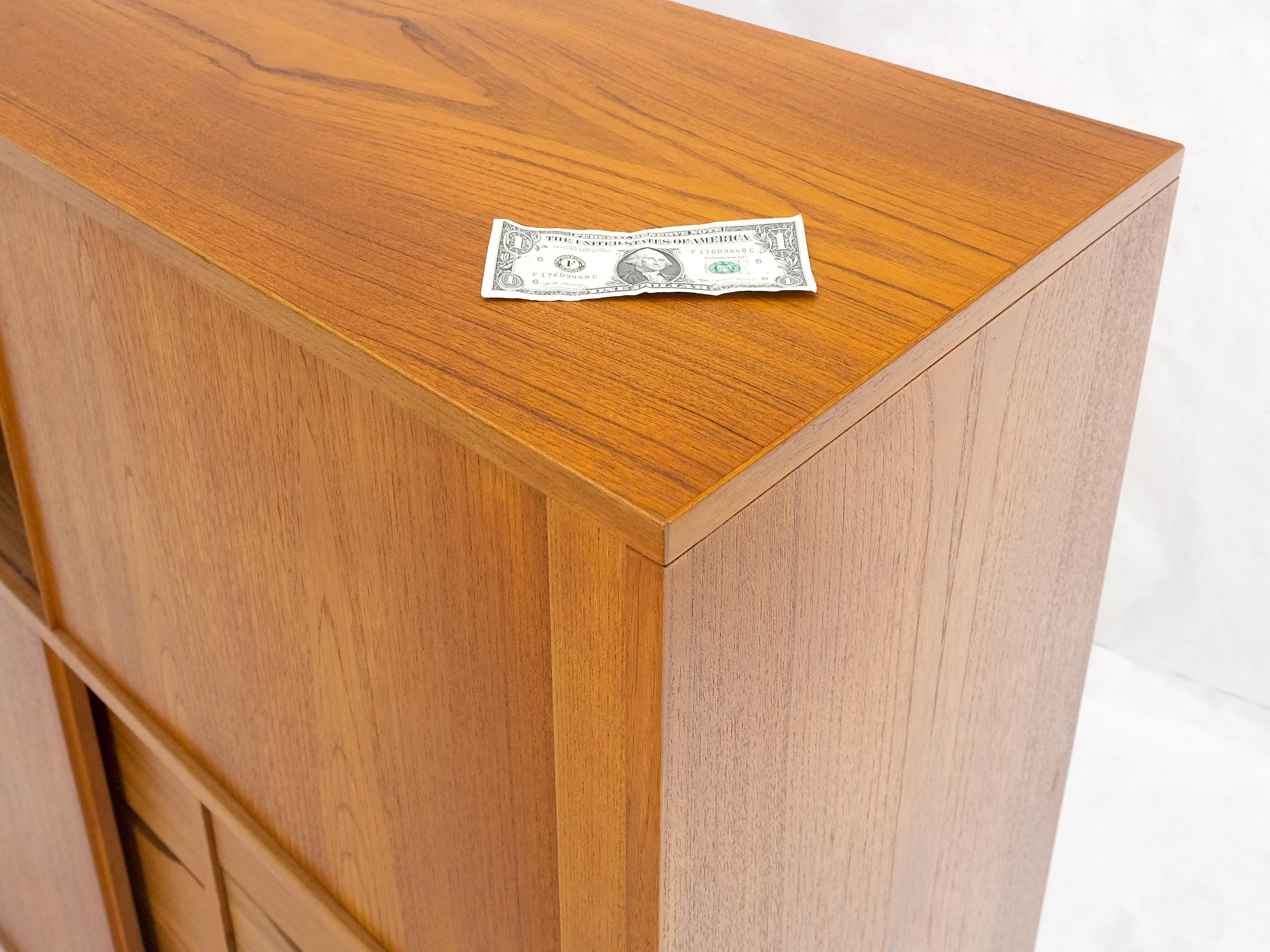 Danish Teak Tambour Doors 9 Drawers Dresser High Boy Chest Credenza Cabinet MINT For Sale 8