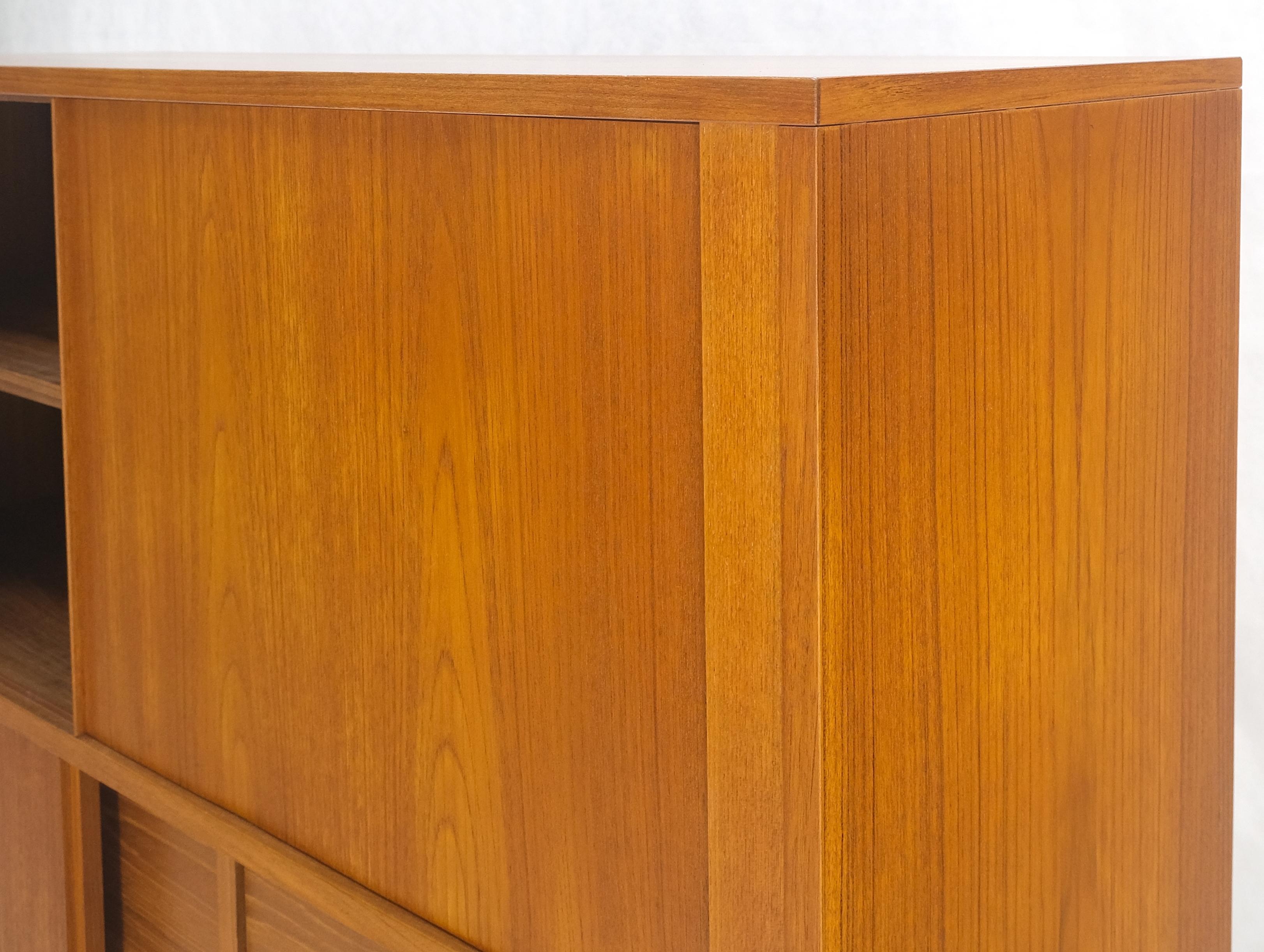Danish Teak Tambour Doors 9 Drawers Dresser High Boy Chest Credenza Cabinet MINT In Good Condition For Sale In Rockaway, NJ