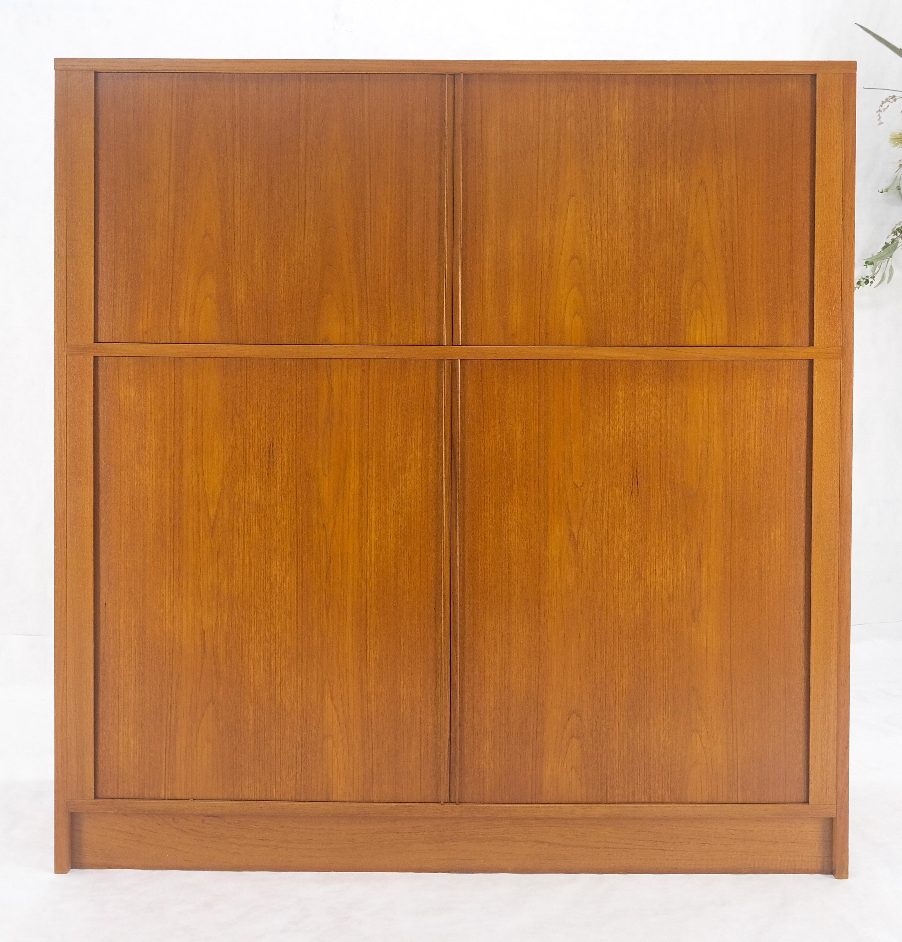 20th Century Danish Teak Tambour Doors 9 Drawers Dresser High Boy Chest Credenza Cabinet MINT For Sale