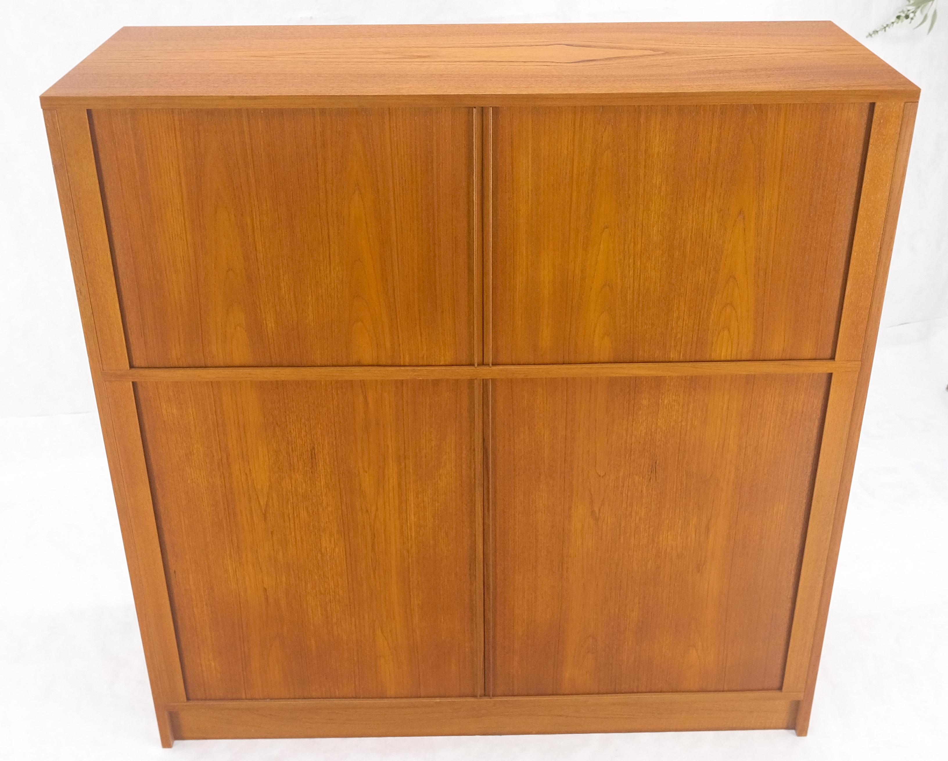 Danish Teak Tambour Doors 9 Drawers Dresser High Boy Chest Credenza Cabinet MINT For Sale 2