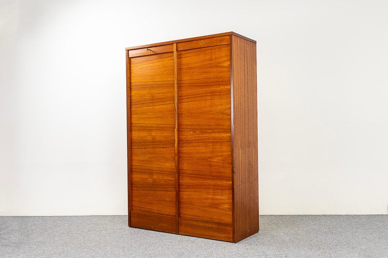 Danish Teak Tambour Double Door File For Sale at 1stDibs