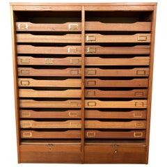 Danish Teak Tambour Front File Cabinet with Drawers, Early 1970s