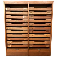 Danish Teak Tambour Front File Cabinet with Drawers, Early 1970s