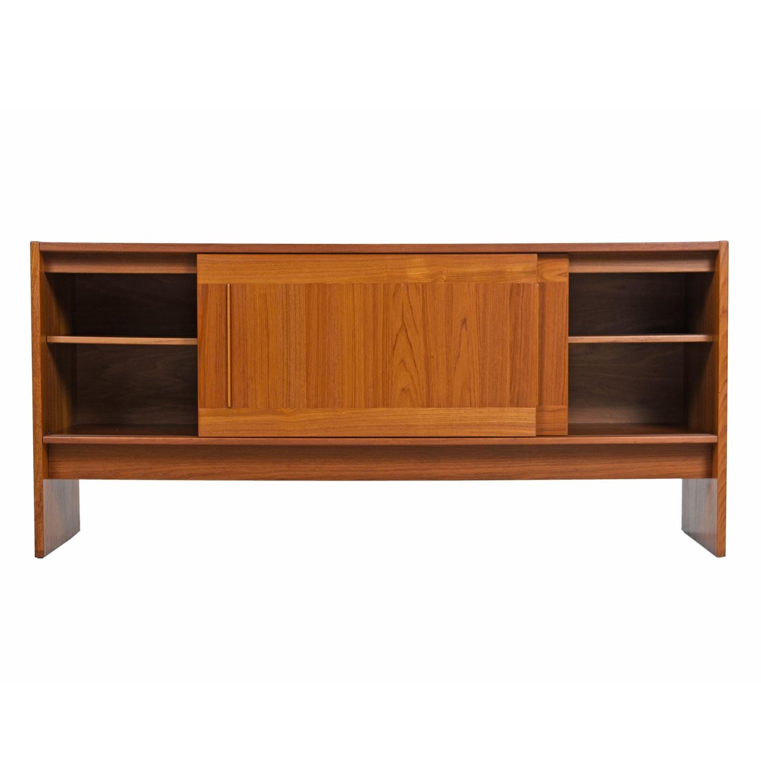 Late 20th Century Danish Teak Tile-Top Media Cabinet Credenza Buffet Signed by the Artist, 1980s