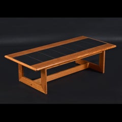 Danish Teak Trestle Base Slate Top Tile Coffee Table by Interform Collection