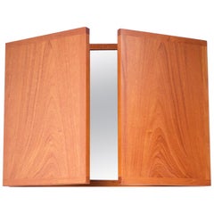 Vintage Danish Teak Tri-Fold Wall Mirror by Kai Kristiansen for Aksel Kjersgaard