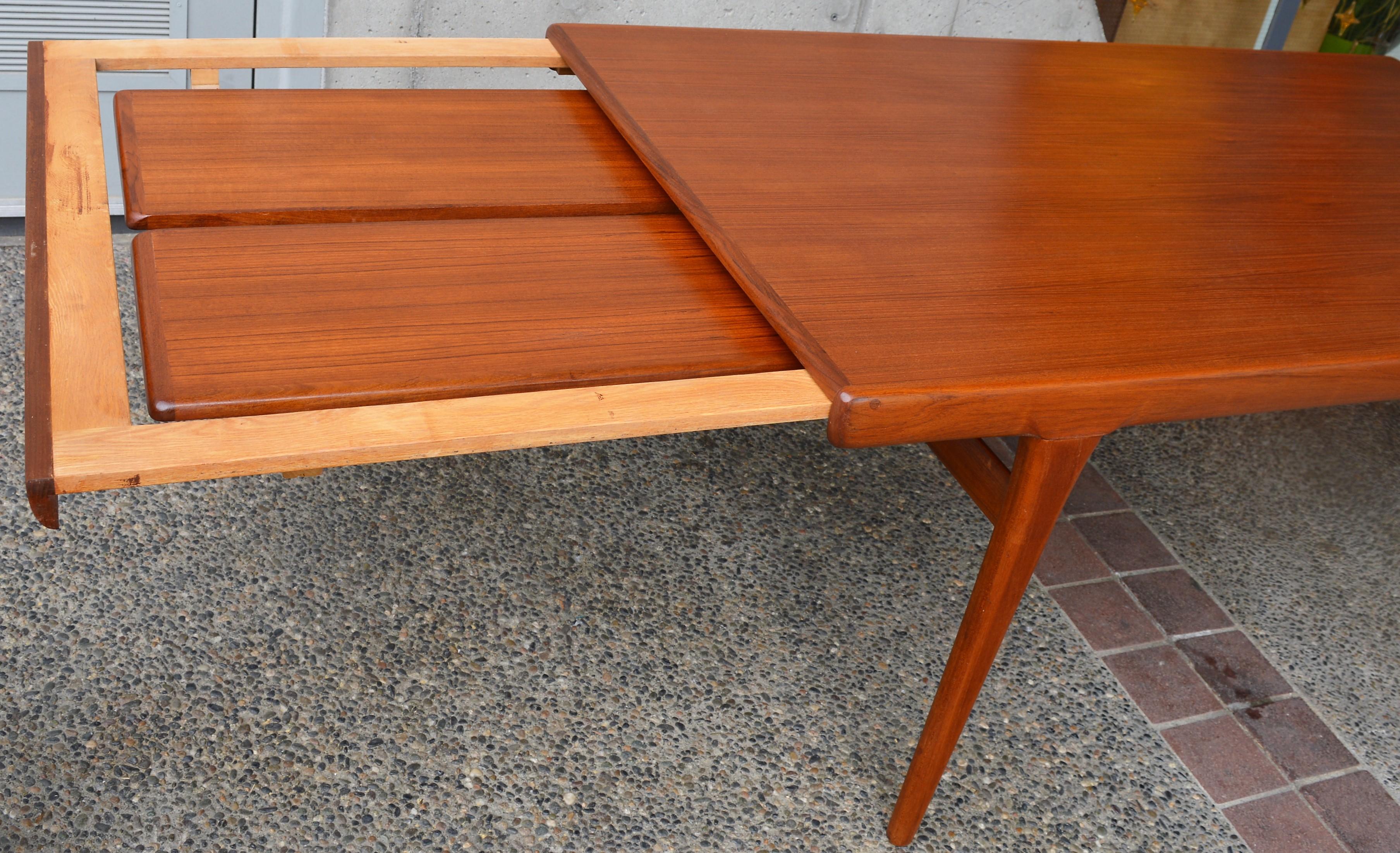 Danish Teak Two-Leaf Dining Table by Kofod Larsen with His Iconic Leg Detail 5