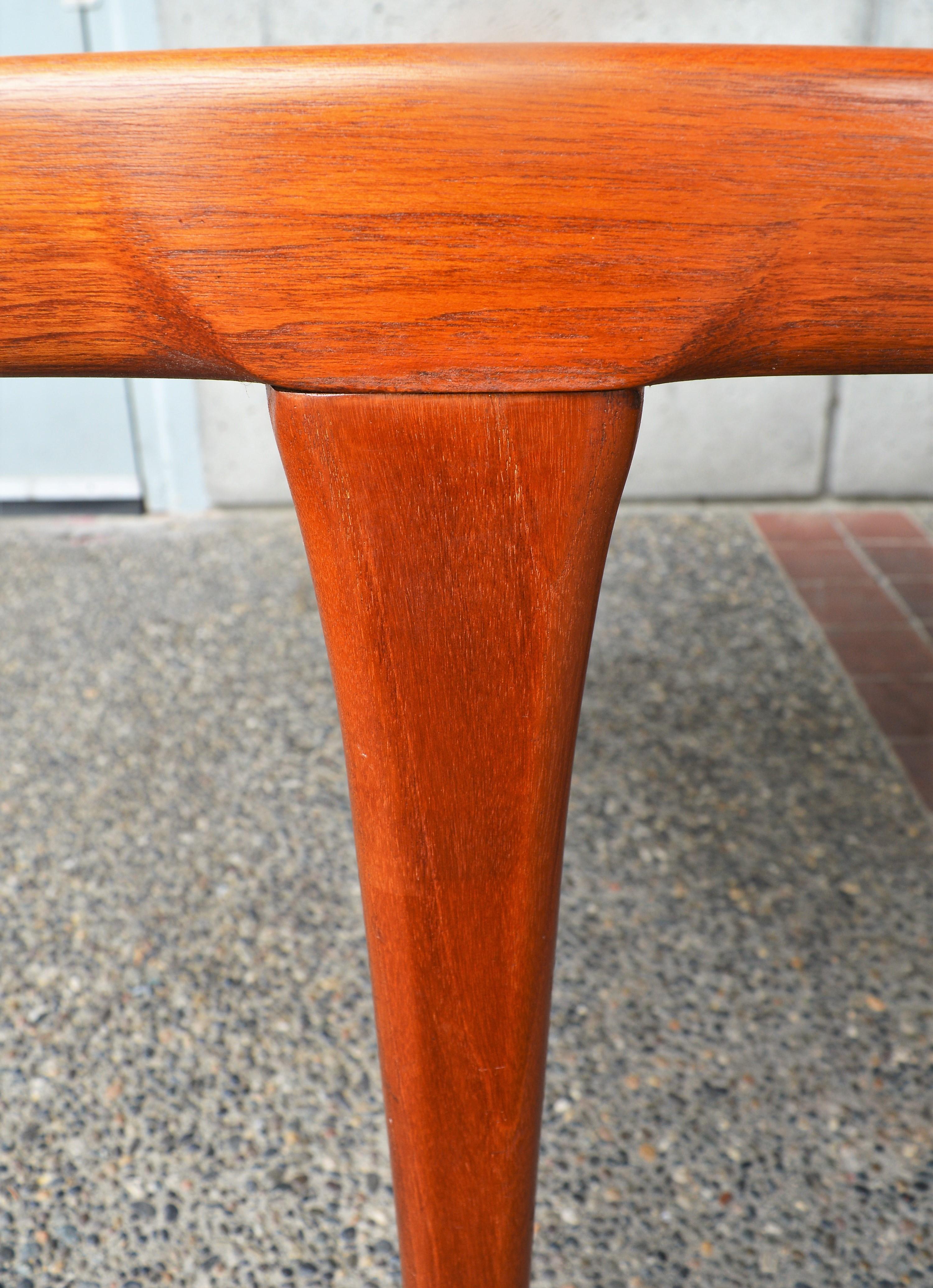 Danish Teak Two-Leaf Dining Table by Kofod Larsen with His Iconic Leg Detail 11