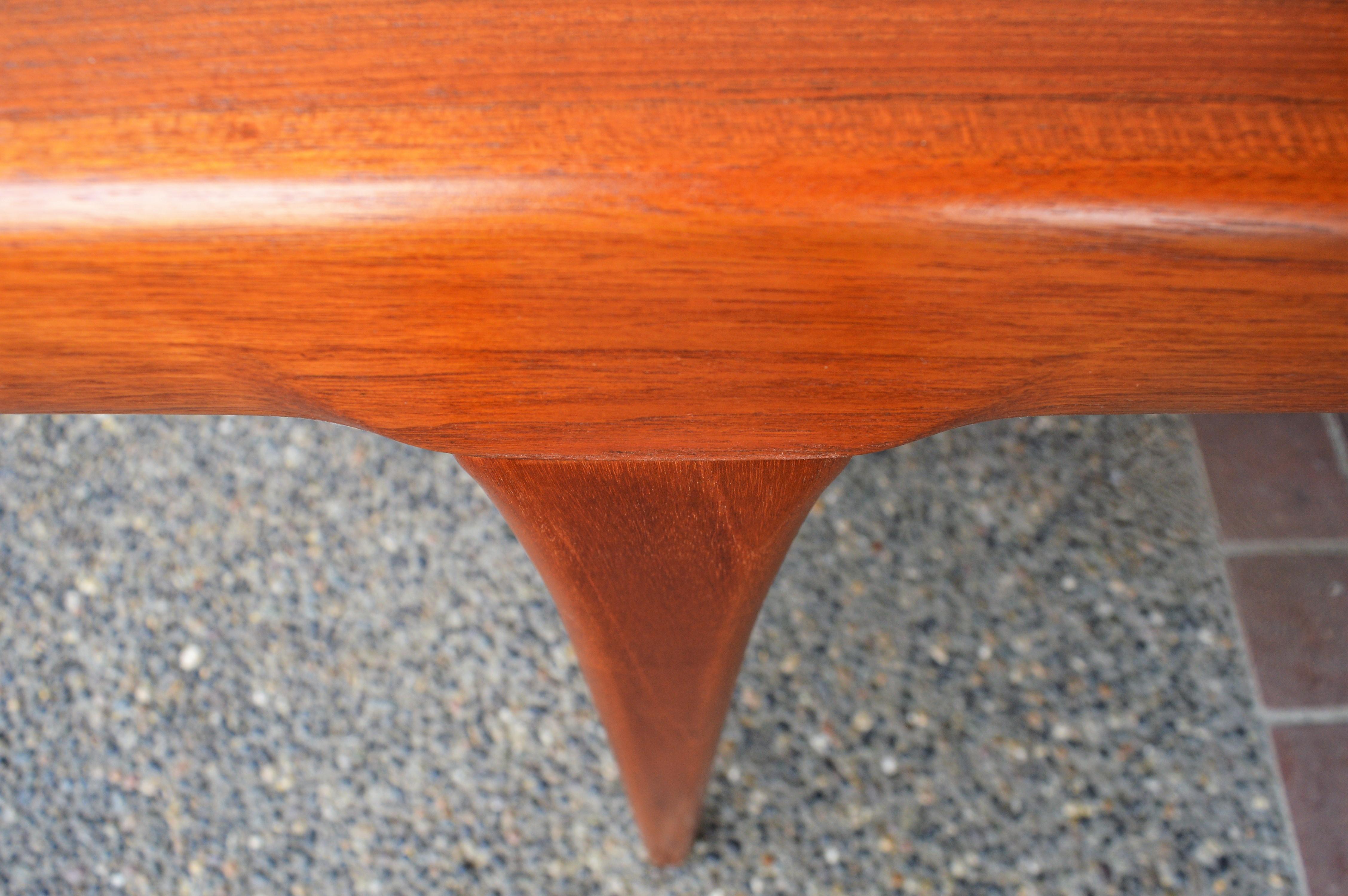 Danish Teak Two-Leaf Dining Table by Kofod Larsen with His Iconic Leg Detail 1