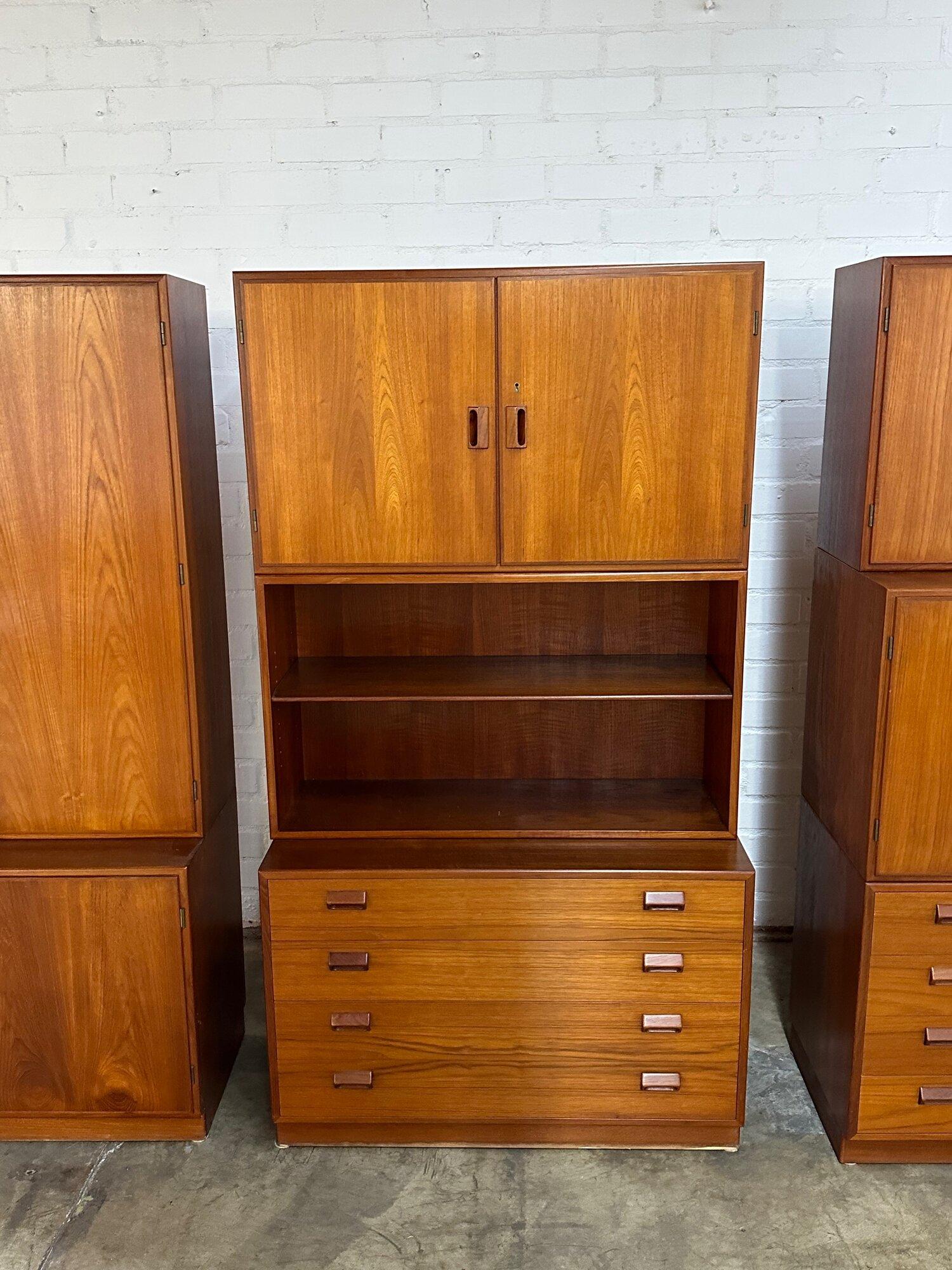 Danish Teak Two or Three Part Cabinets by Børge Mogensen- sold separately or Set In Good Condition For Sale In Los Angeles, CA