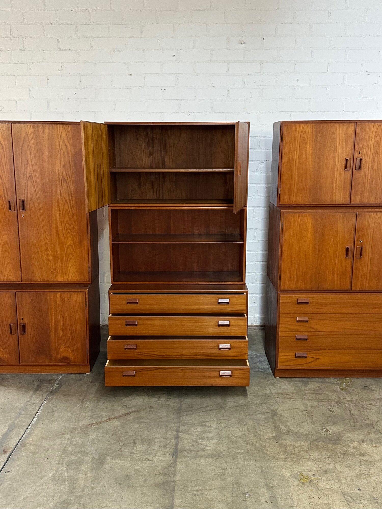 Late 20th Century Danish Teak Two or Three Part Cabinets by Børge Mogensen- sold separately or Set For Sale