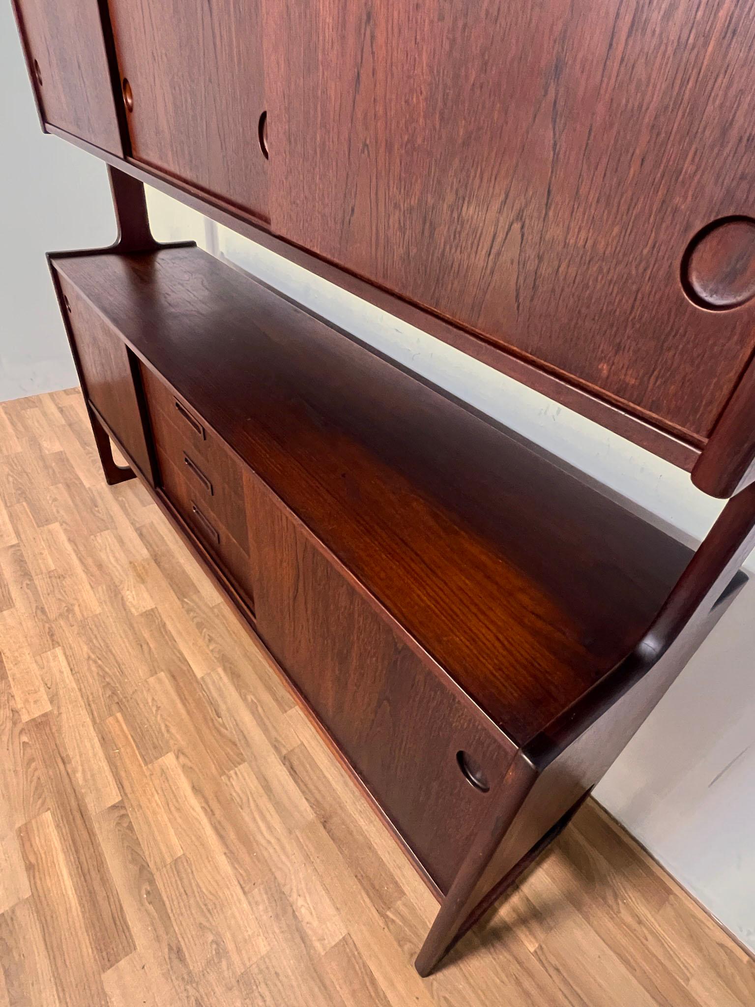 Danish Teak Two Tier Credenza in the Style of Hans Wegner, Circa 1960s In Good Condition In Peabody, MA