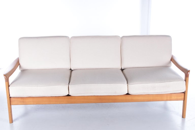 Danish Teak Vintage 3 Seat Sofa by Ole Wanscher, 1960s For Sale 3