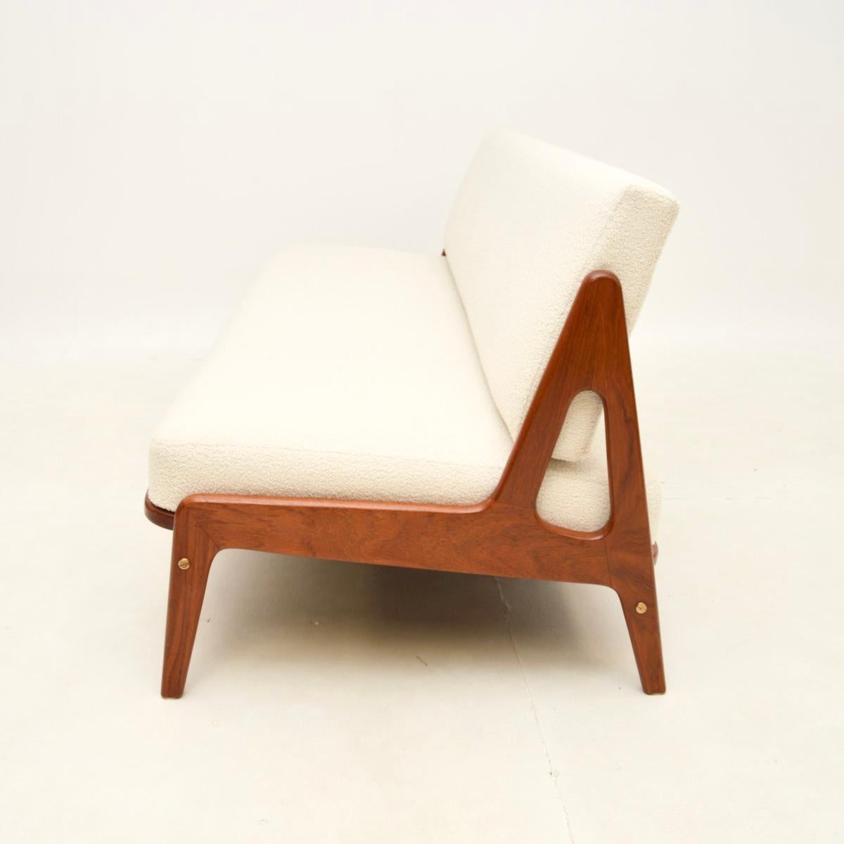Bouclé Danish Teak Vintage Sofa Bed by Arne Wahl Iversen