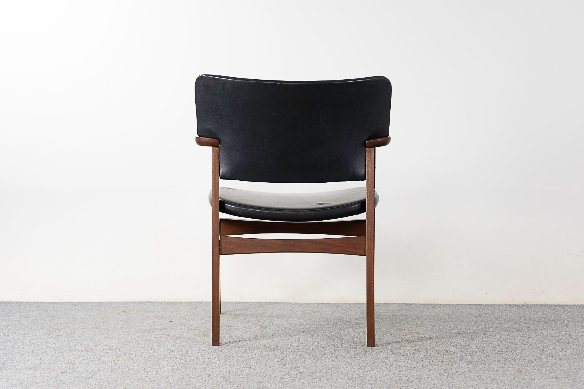 Danish Teak & Vinyl Arm Chair For Sale 6